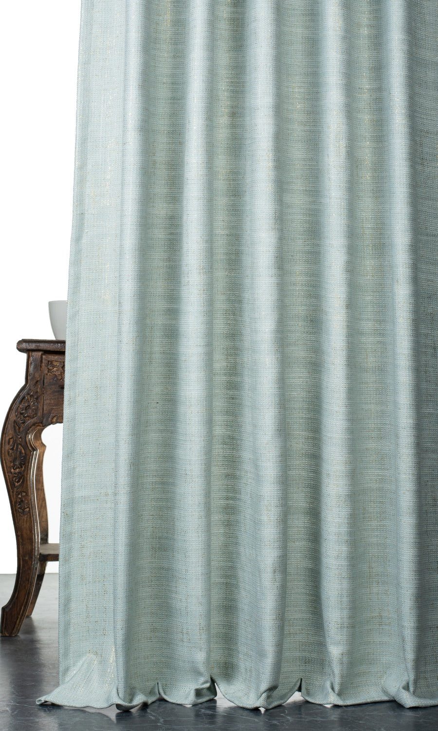 Metallic Print Poly-Linen Blinds (Powder Blue) for Living, Bedroom, Kitchen, Bathroom