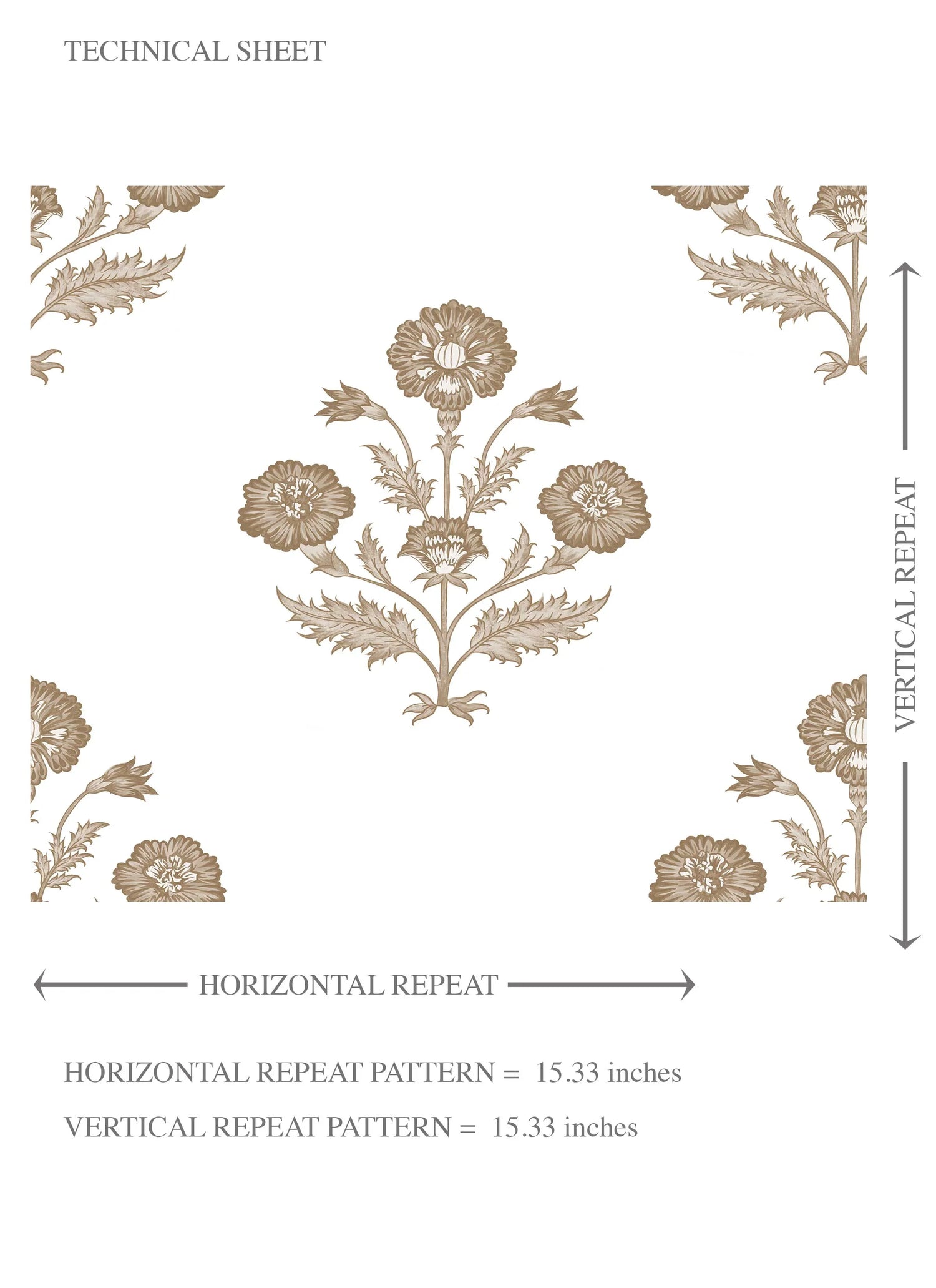 Neutral Floral Block Print Kids Room Wallpaper (Brown/ White)