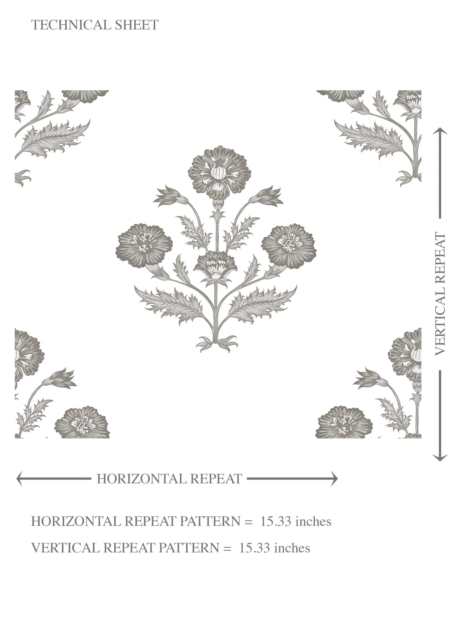 Neutral Floral Block Print Kids Room Wallpaper (Stormy Gray/ Taupe/ White)