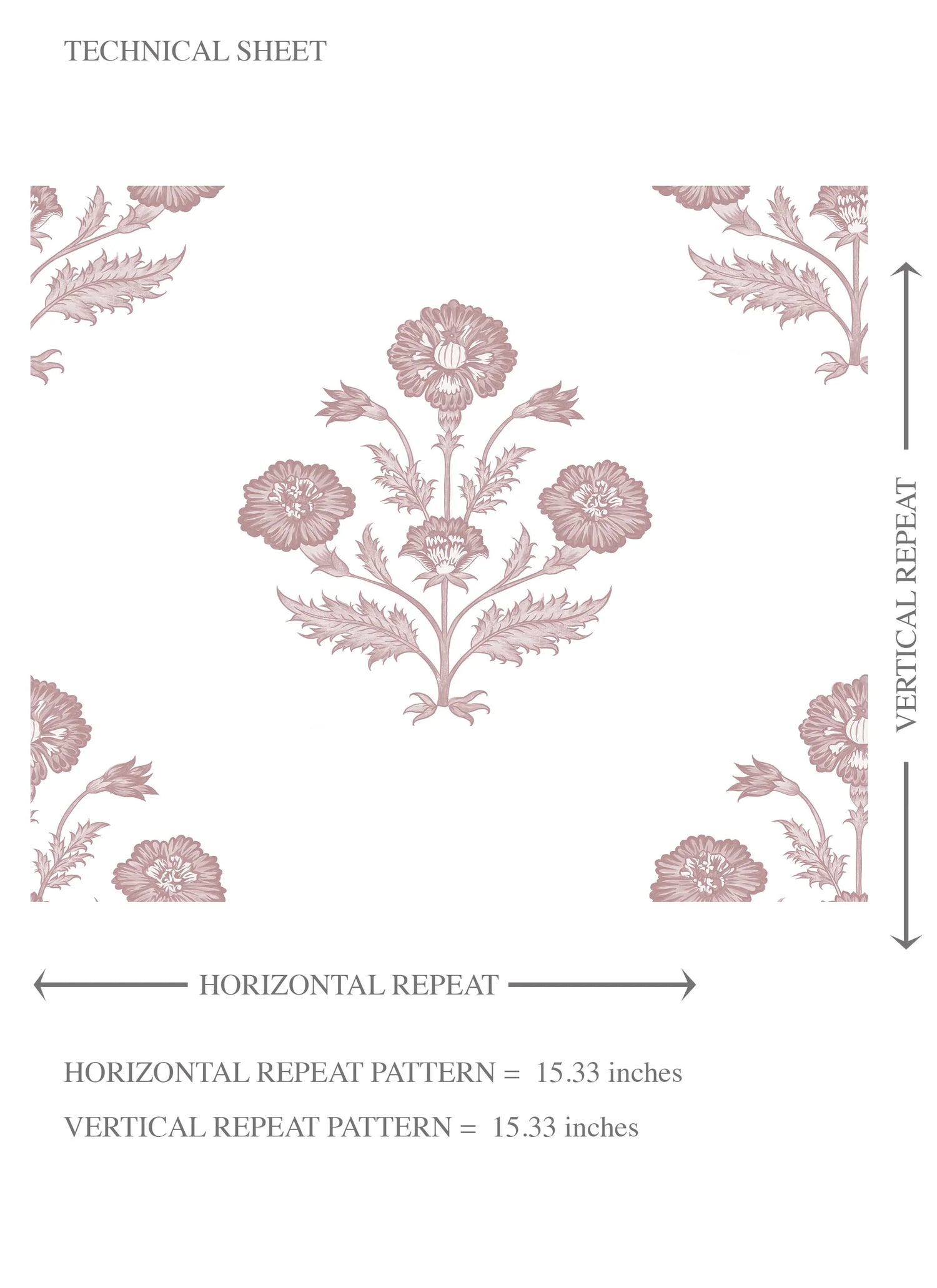 Floral Block Print Kids Room Wallpaper (Light Rose Pink/ White)