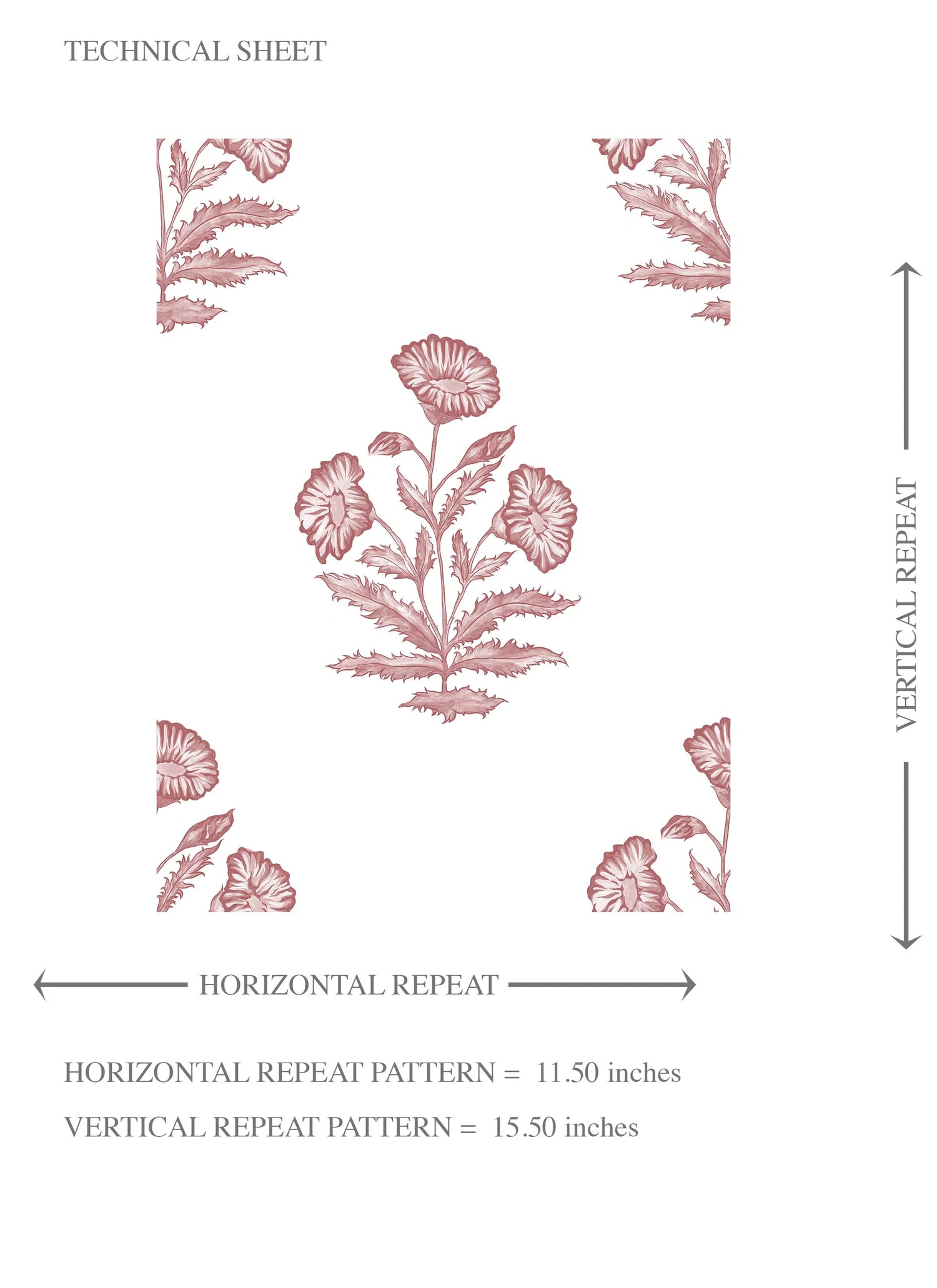 Floral Block Print Kids Room Wallpaper (Pink/ White)