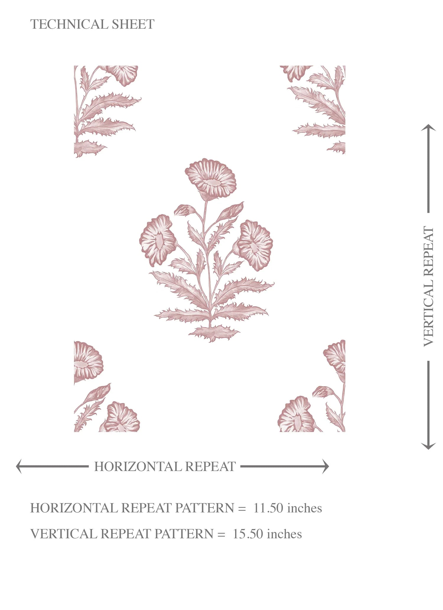 Floral Block Print Kids Room Wallpaper (Light Pink/ White)