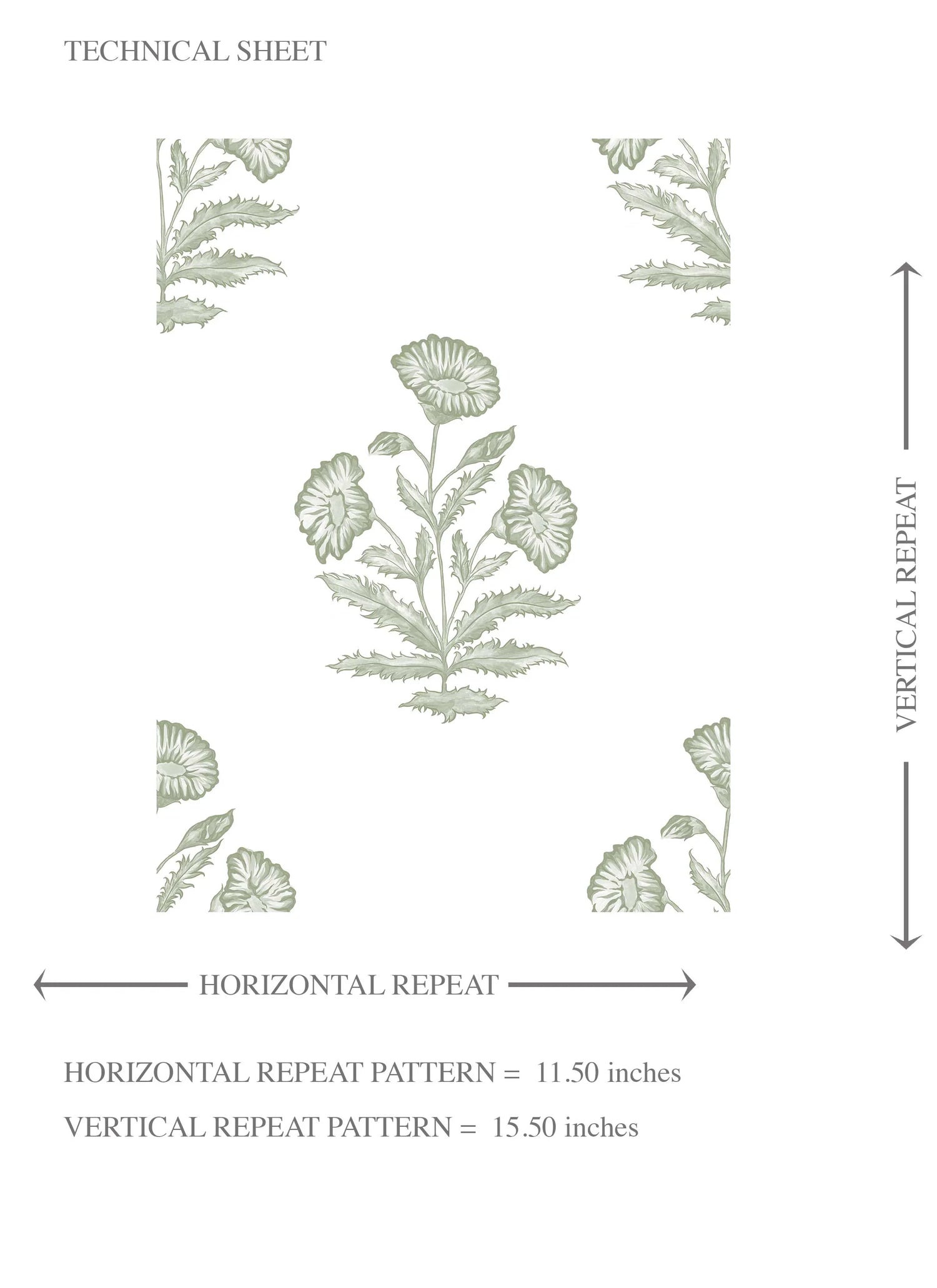 Floral Block Print Kids Room Wallpaper (Green/ White)