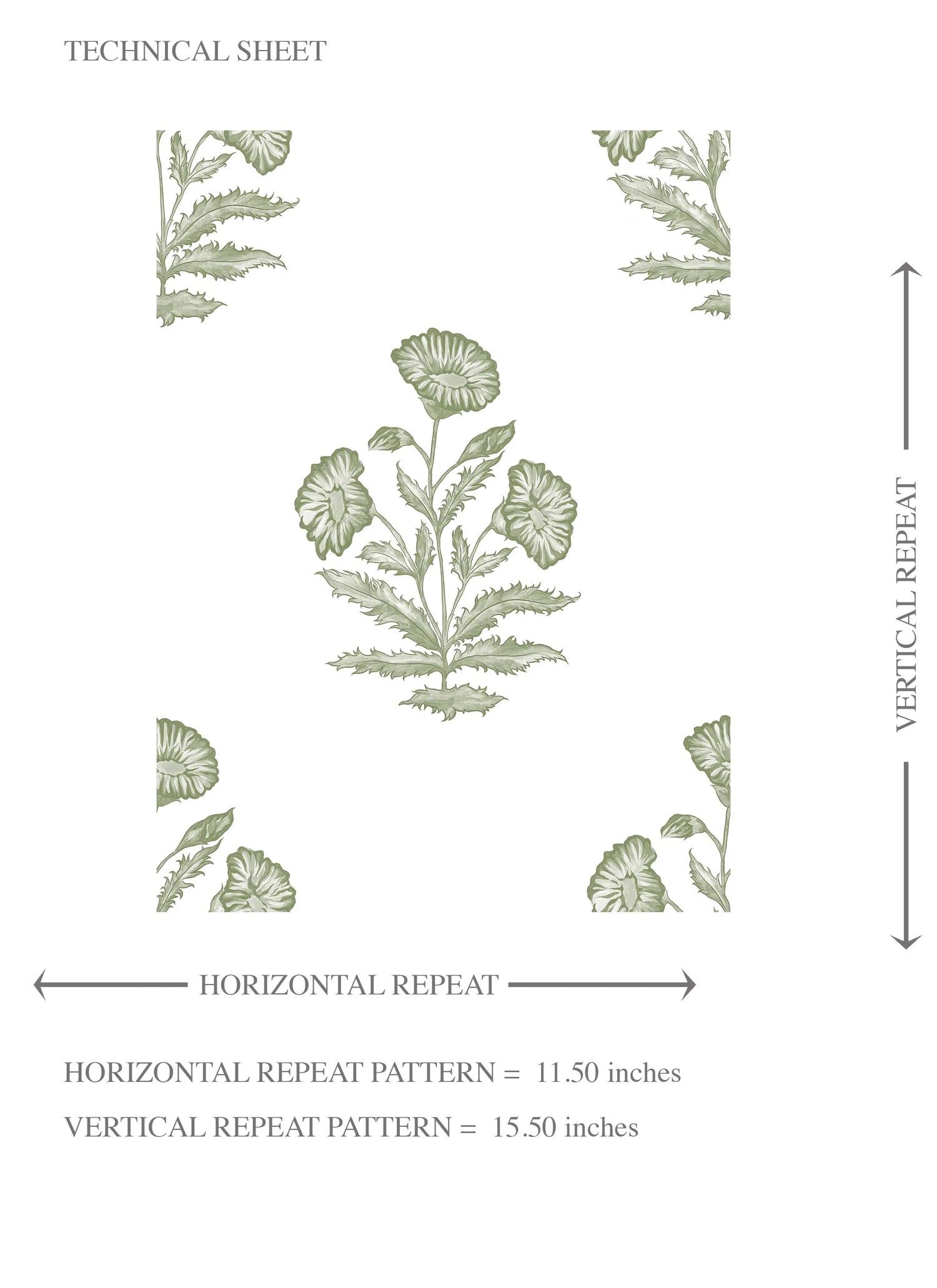 Floral Block Print Kids Room Wallpaper (Olive Green/ White)
