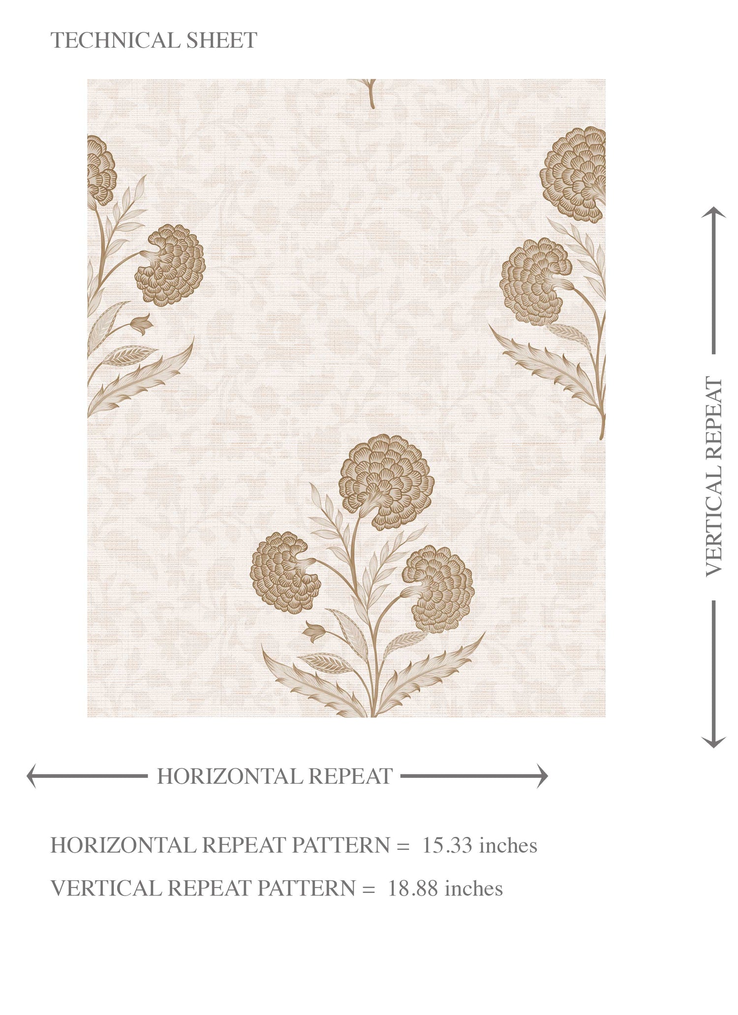 Neutral Floral Block Print Kids Room Wallpaper (Beige/ Brown/ Soft Taupe)