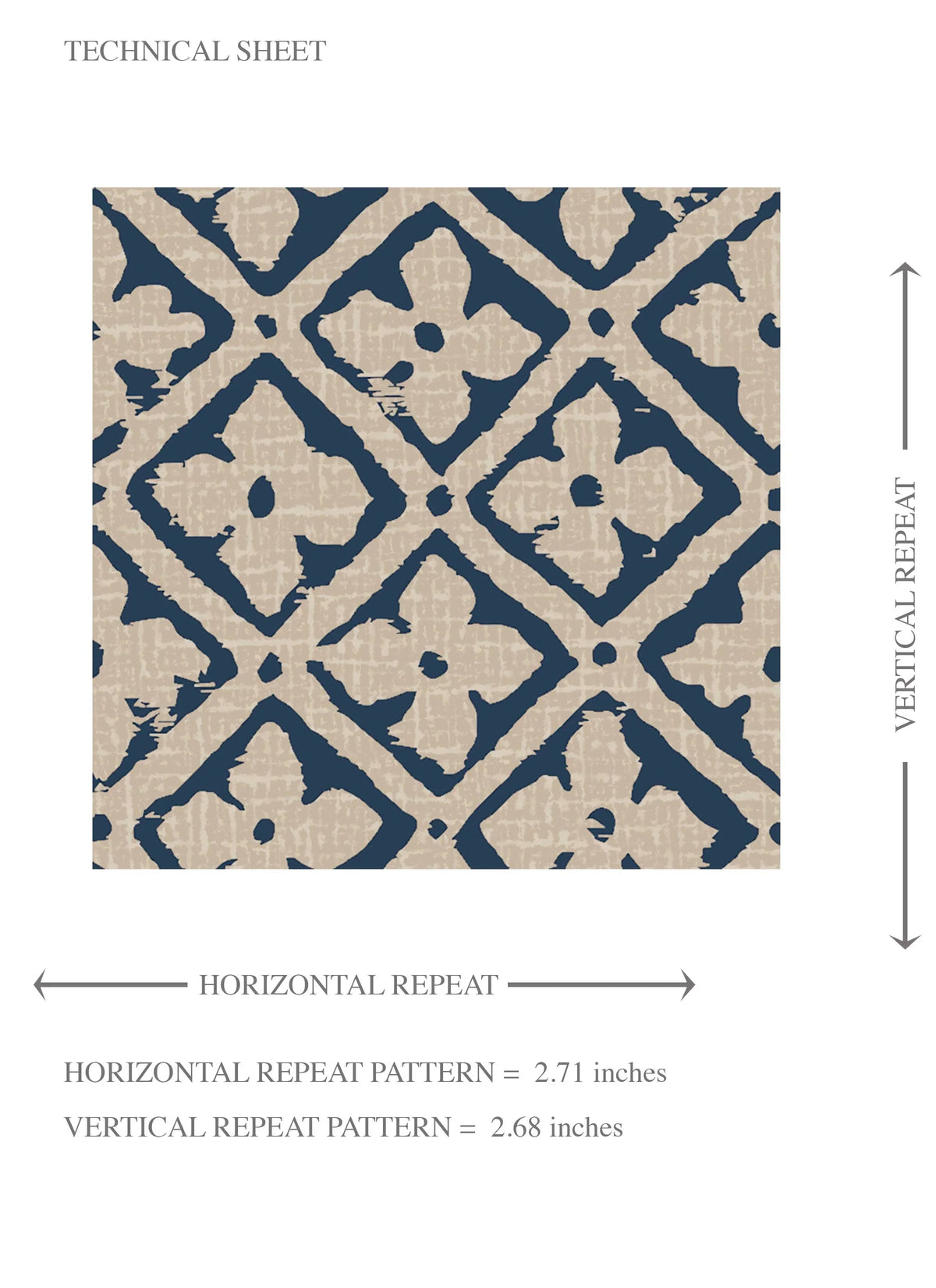 Small Floral Lattice/ Geometric Micro-Print Kids Room Wallpaper (Navy Blue/ Beige)