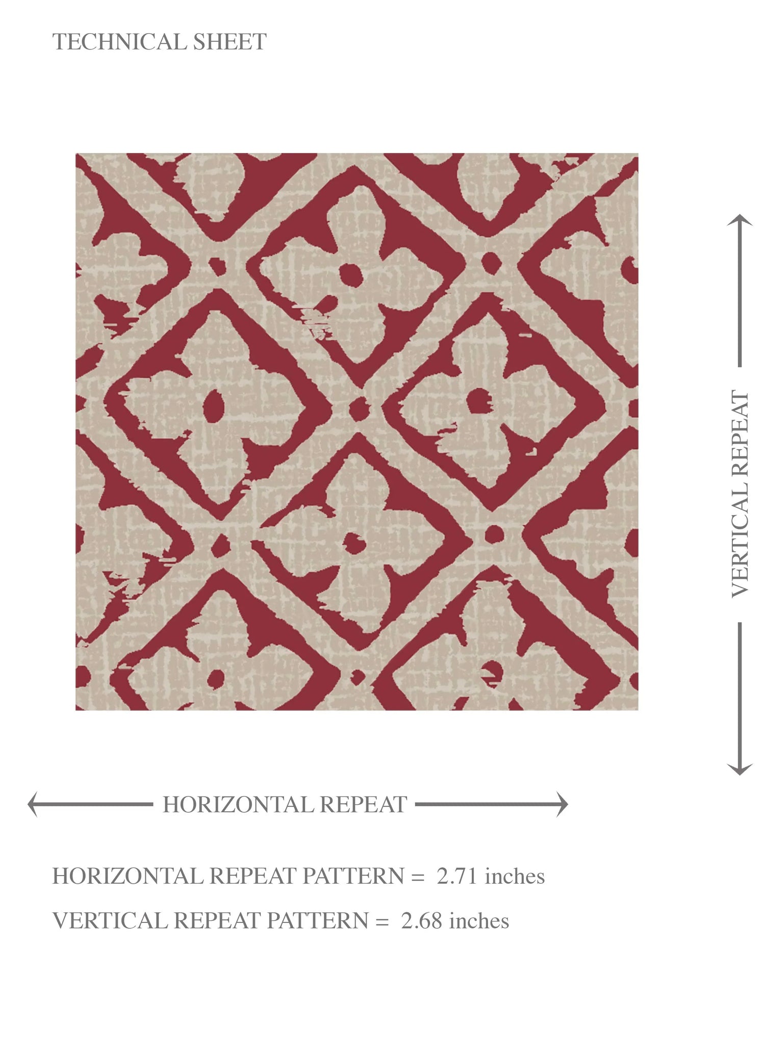 Small Floral Lattice/ Geometric Micro-Print Kids Room Wallpaper (Deep Red/ Maroon/ Beige)