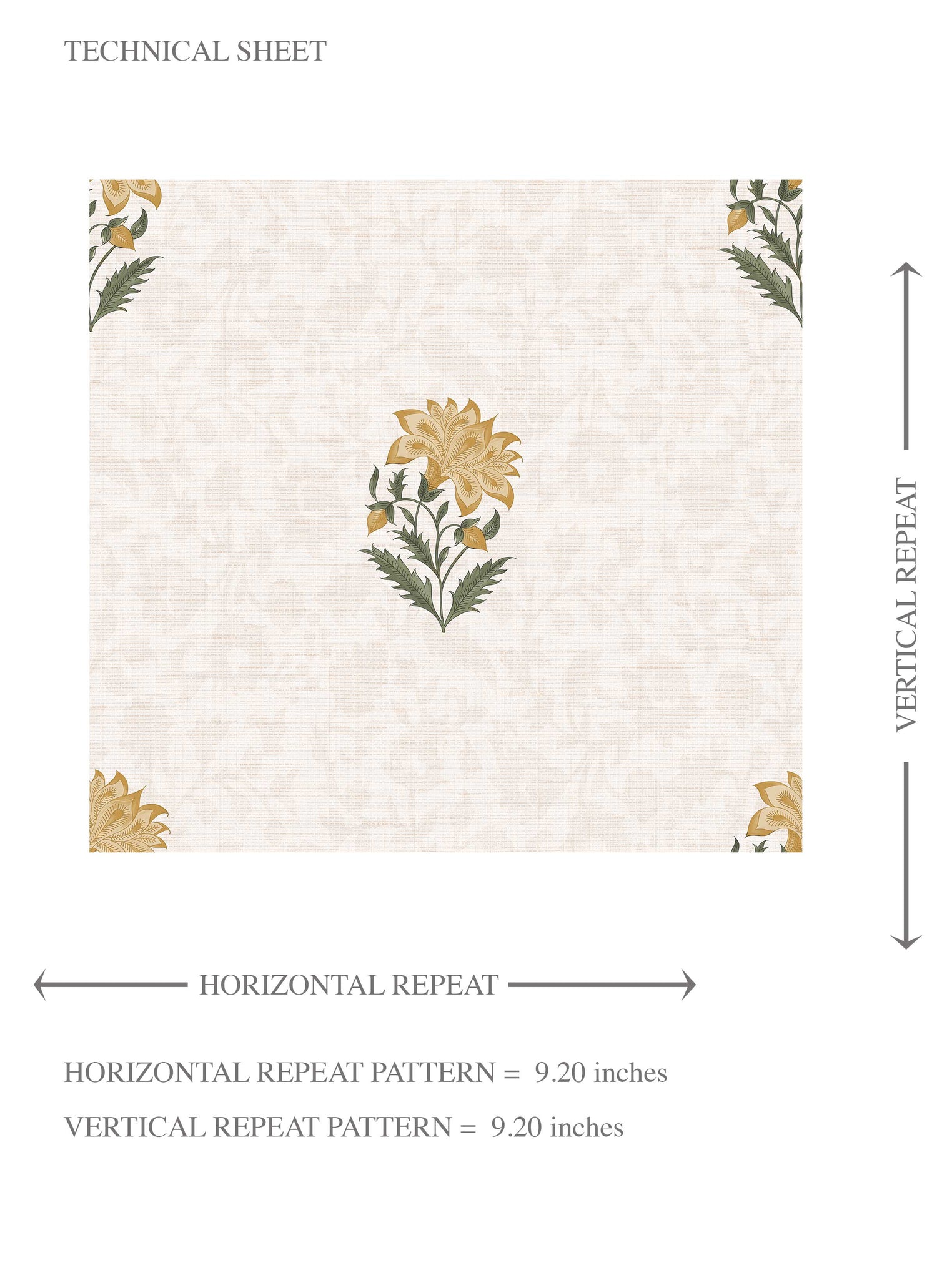 Botanical/ Floral Block Print Kids Room Wallpaper (Yellow/ Green/ Taupe)