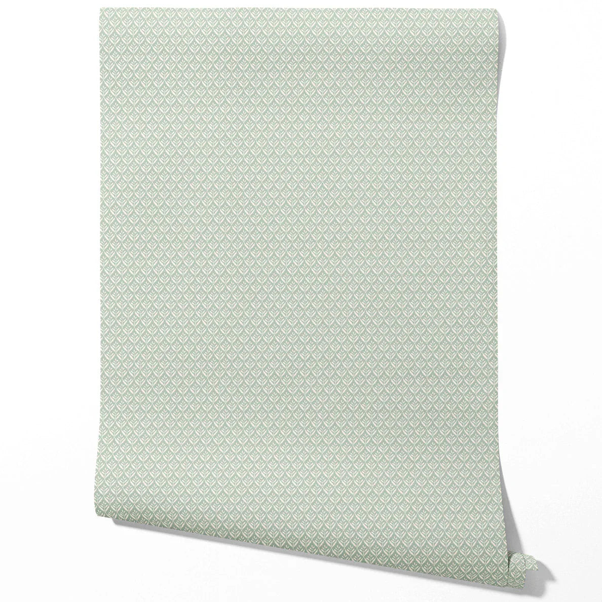 Small Floral Lattice/ Leaf Textured Kitchen Wallpaper (Pastel Blue)