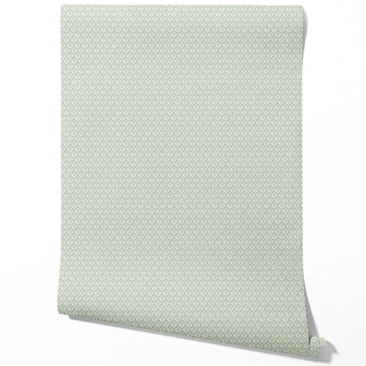 Small Floral Lattice/ Leaf Textured Kitchen Wallpaper (Pastel Blue)