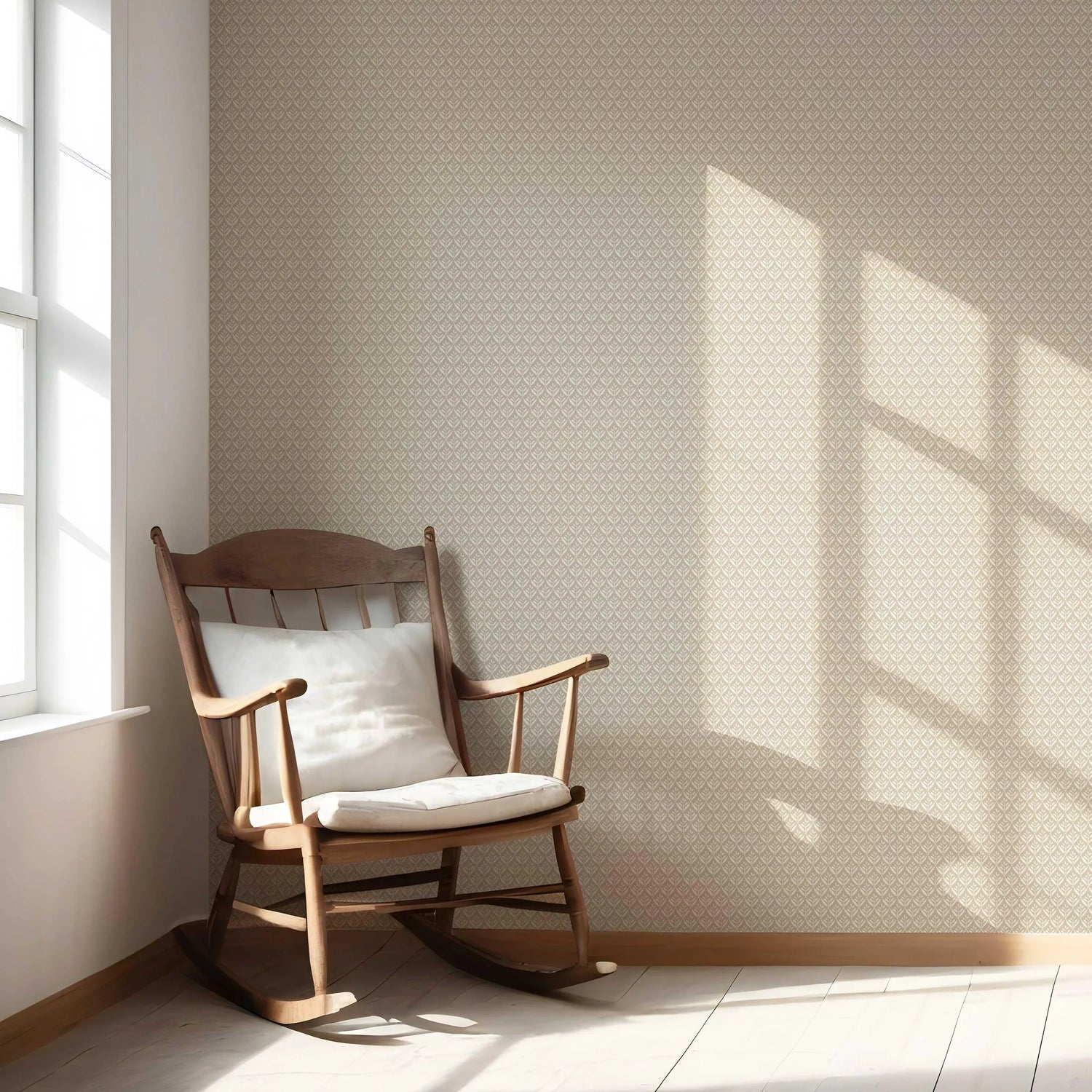 Neutral Small Floral Lattice/ Leaf Textured Nursery Wallpaper (Beige/ Light Brown/ Off-White)