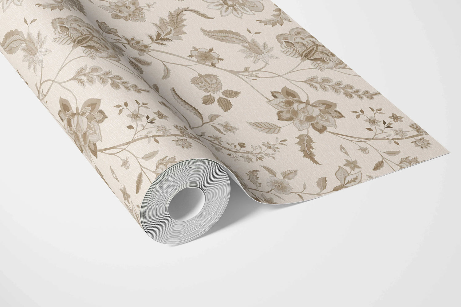 Neutral Floral/ Botanical Patterned Bathroom Wallpaper (Beige/ Brown/ Soft Taupe)