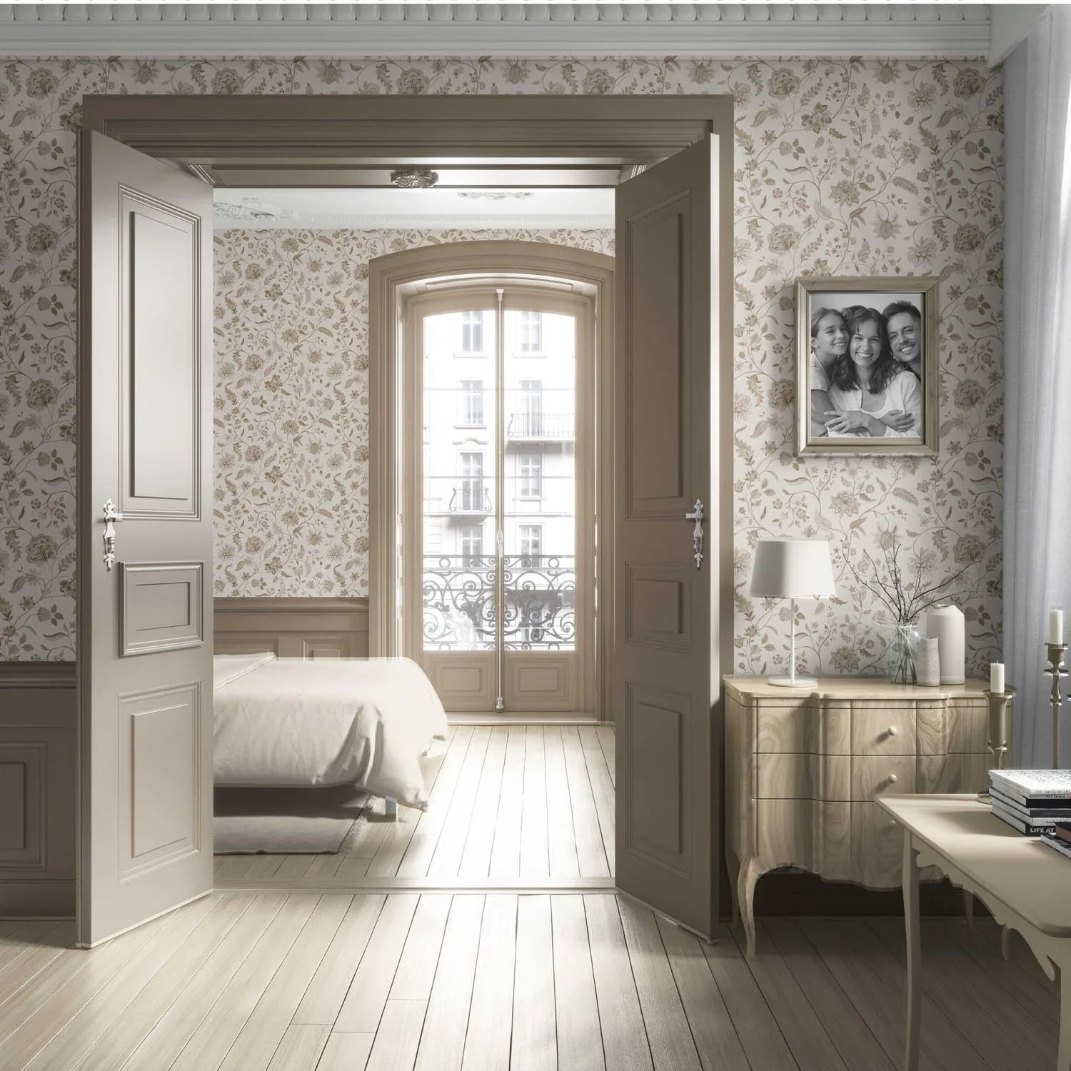 Neutral Floral/ Botanical Patterned Living Room Wallpaper (Beige/ Brown/ Soft Taupe)