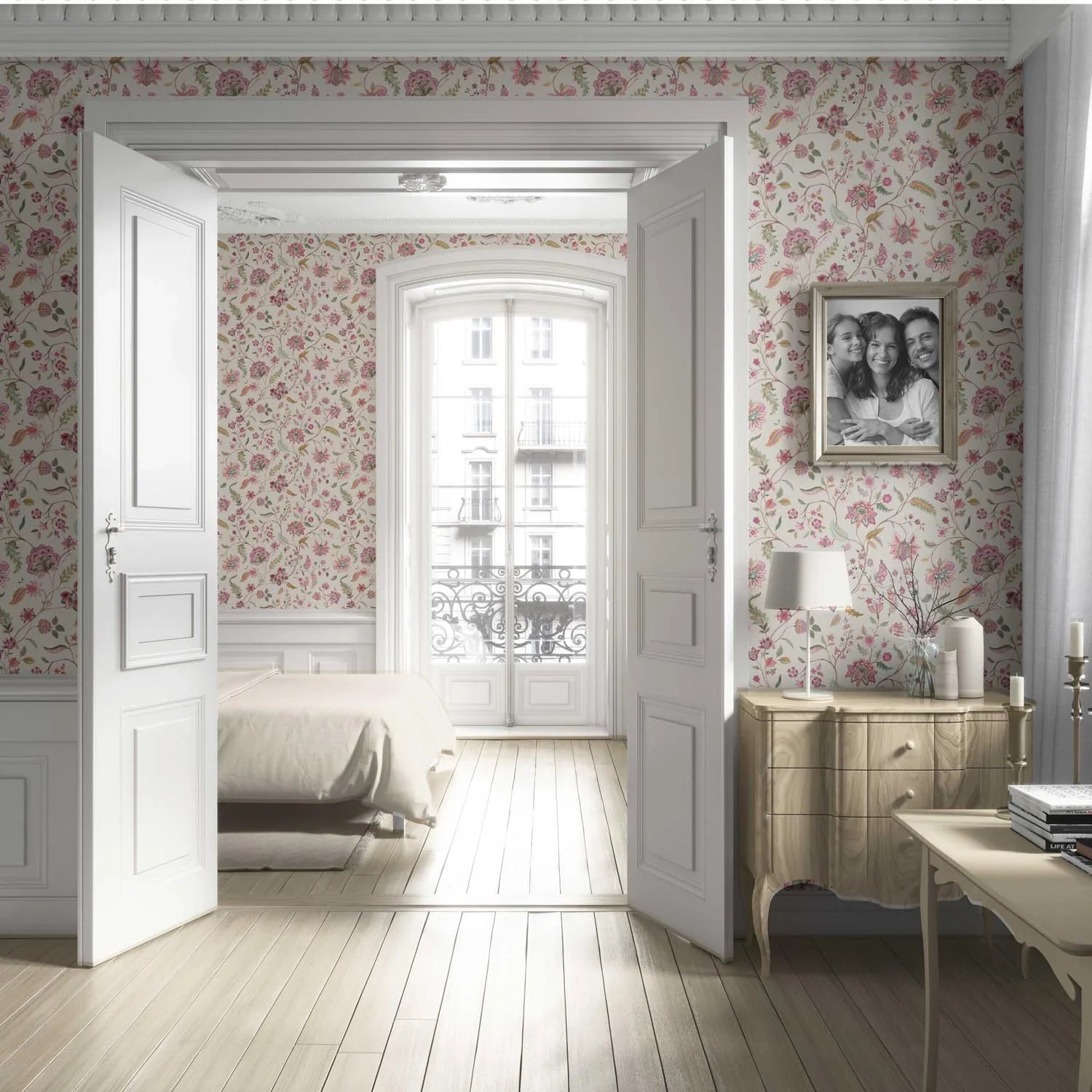 Floral/ Botanical Patterned Living Room Wallpaper (Pink/ Green/ Blue/ Taupe)
