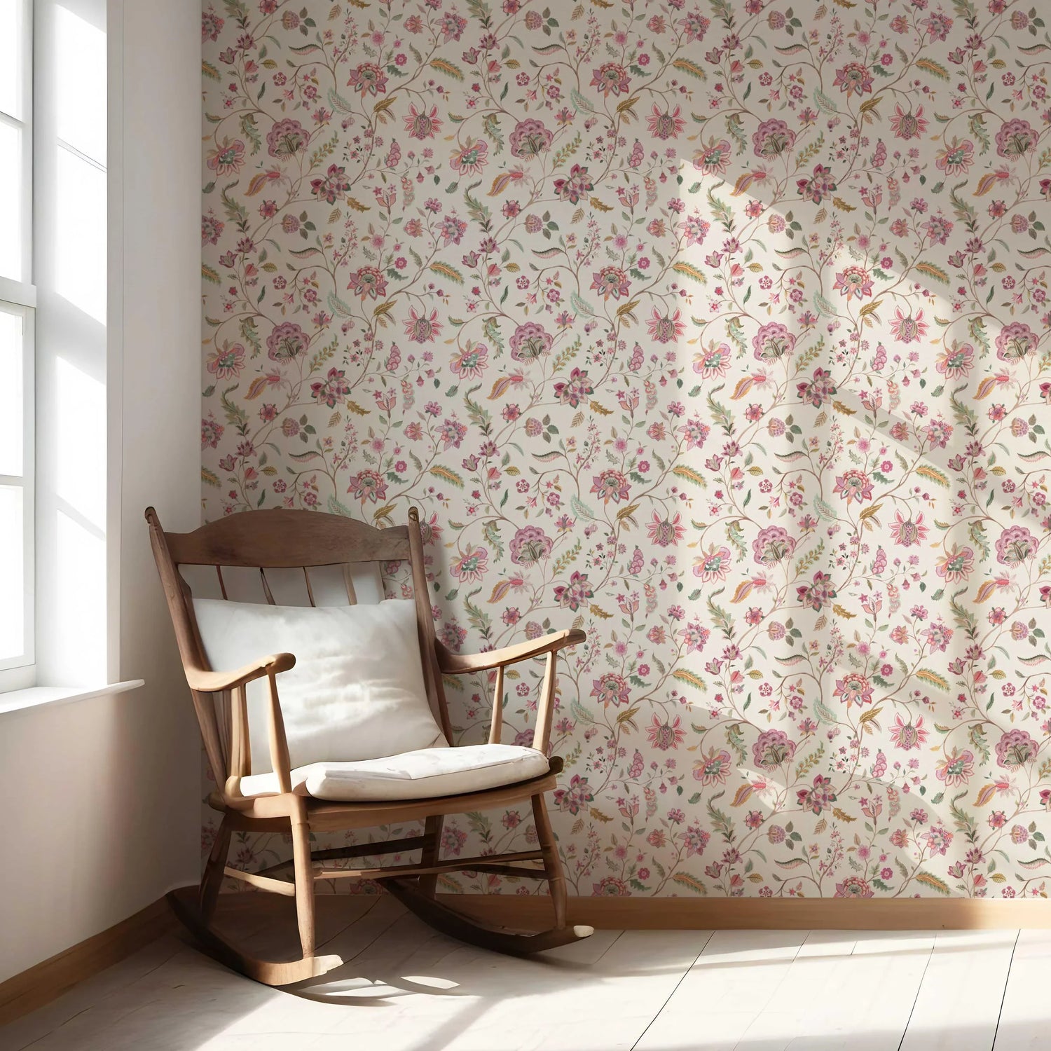 Floral/ Botanical Patterned Nursery Wallpaper (Pink/ Green/ Blue/ Taupe)