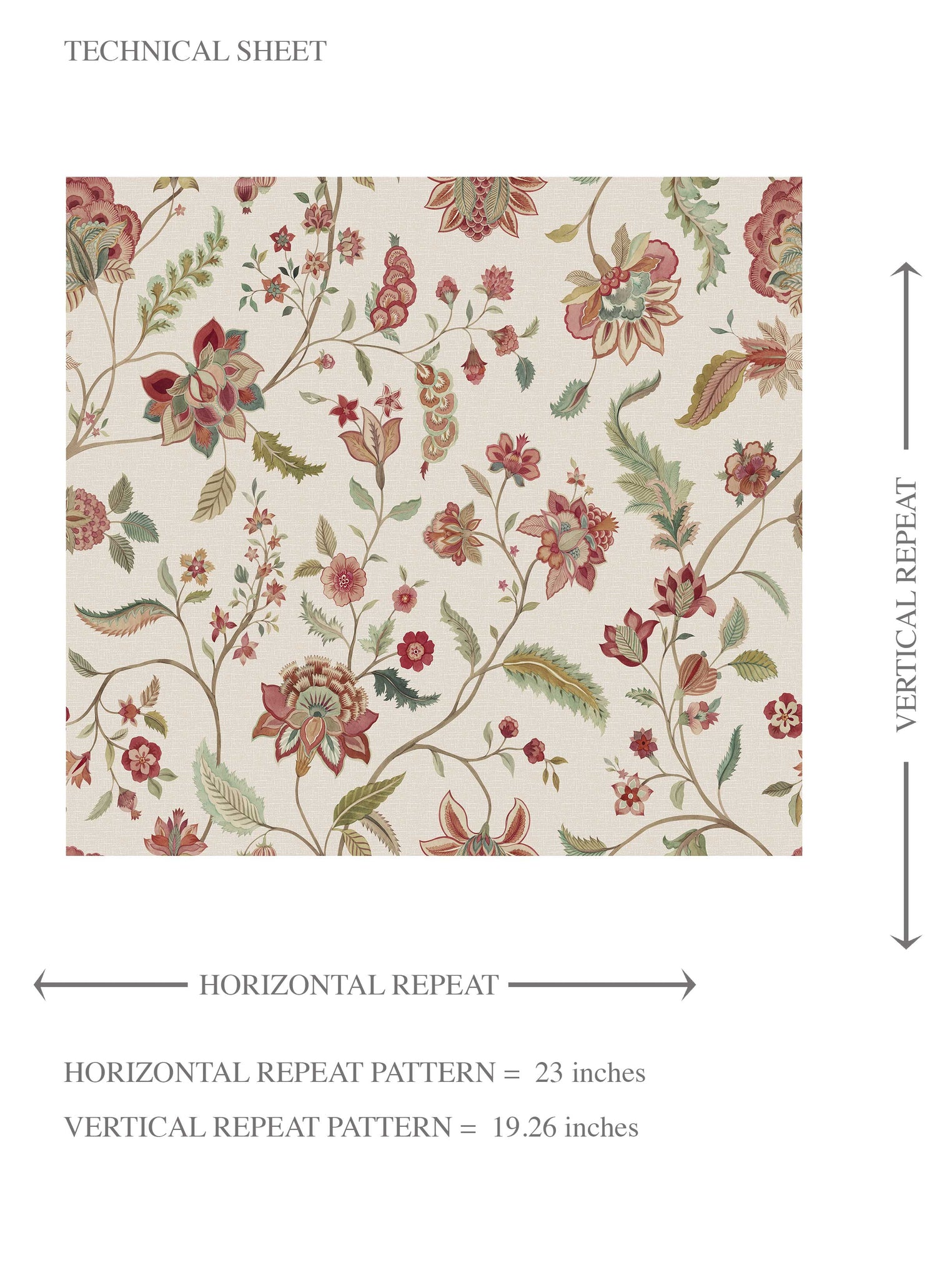 Floral/ Botanical Patterned Kids Room Wallpaper (Red/ Green/ Soft Taupe)