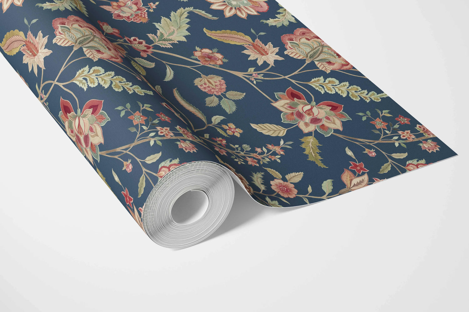Floral/ Botanical Patterned Bathroom Wallpaper (Navy Blue/ Red/ Pink/ Green)