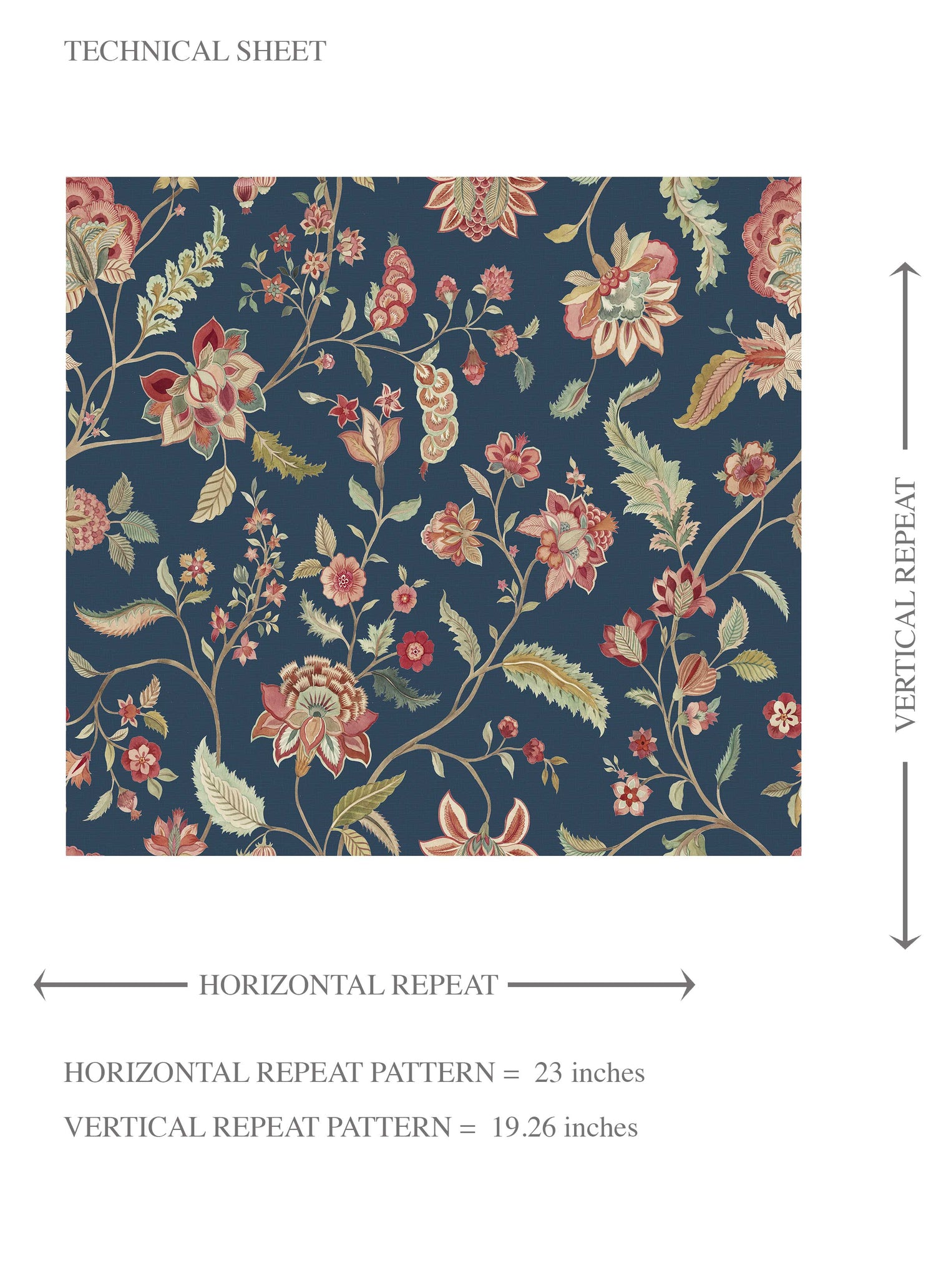 Floral/ Botanical Patterned Kids Room Wallpaper (Navy Blue/ Red/ Pink/ Green)