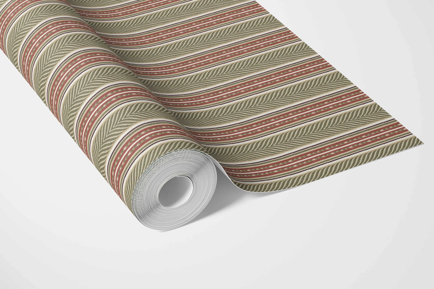 Geometric Striped Bathroom Wallpaper (Red/ Green)