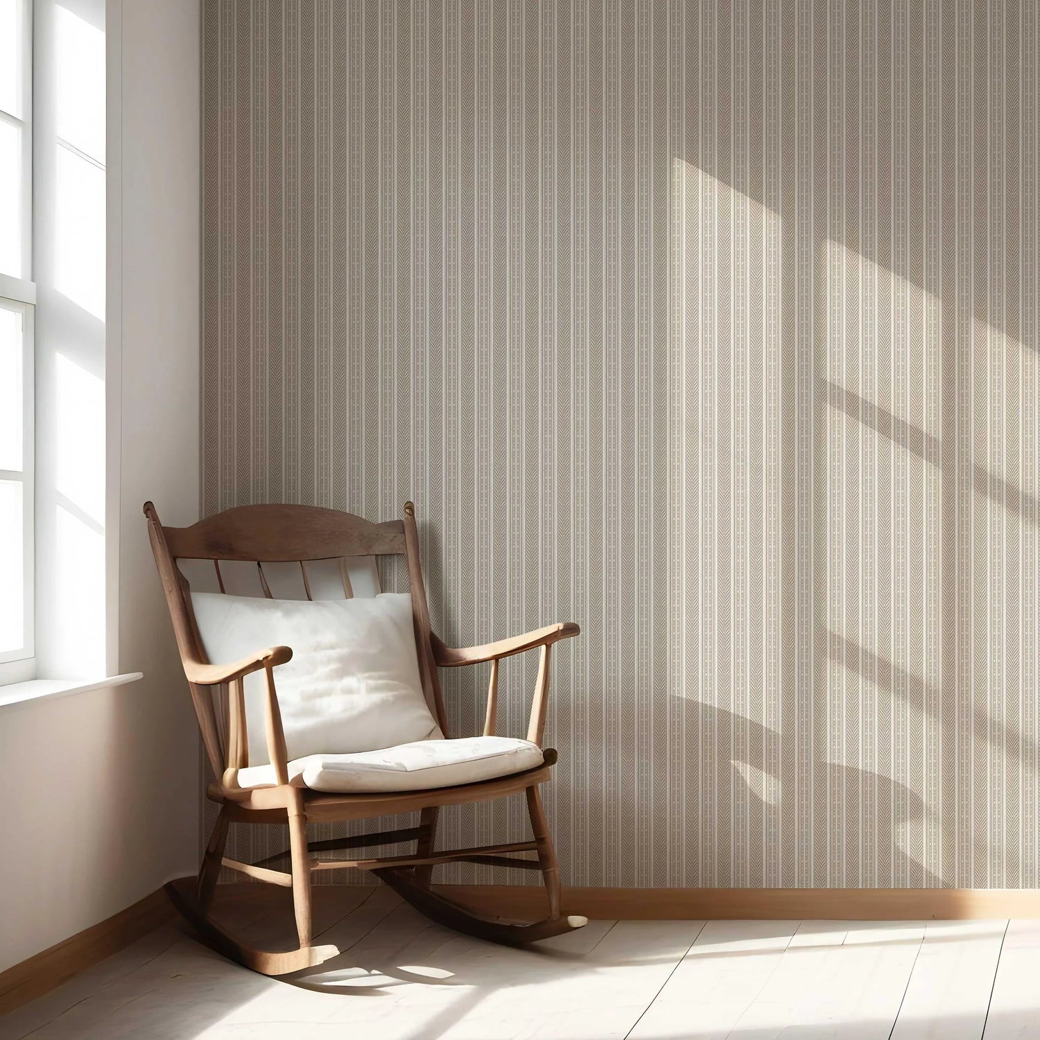 Neutral Geometric Striped Kitchen Wallpaper (Beige/ Brown/ Taupe)