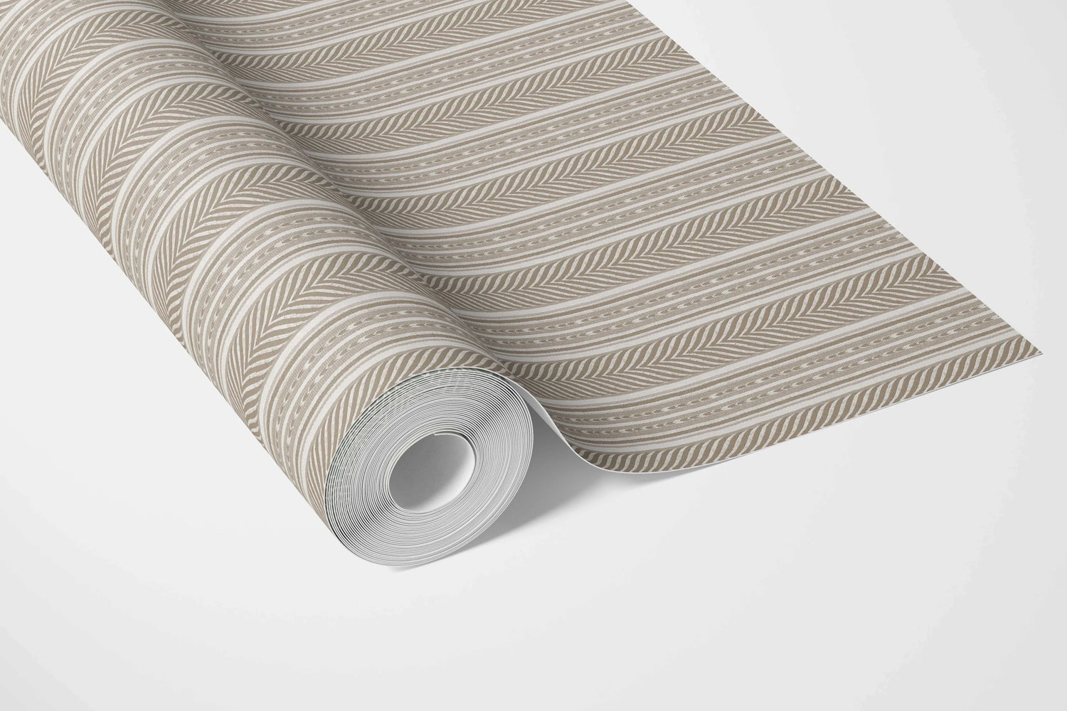 Neutral Geometric Striped Bathroom Wallpaper (Beige/ Brown/ Taupe)