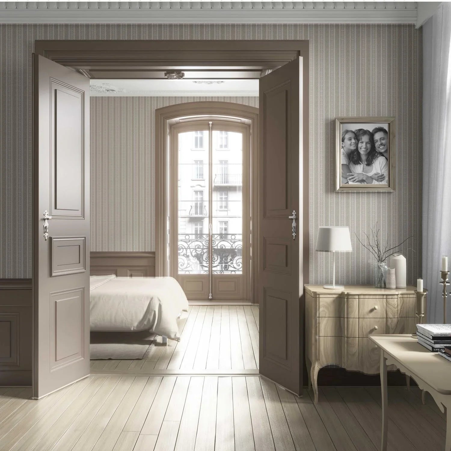 Neutral Geometric Striped Nursery Wallpaper (Beige/ Brown/ Taupe)
