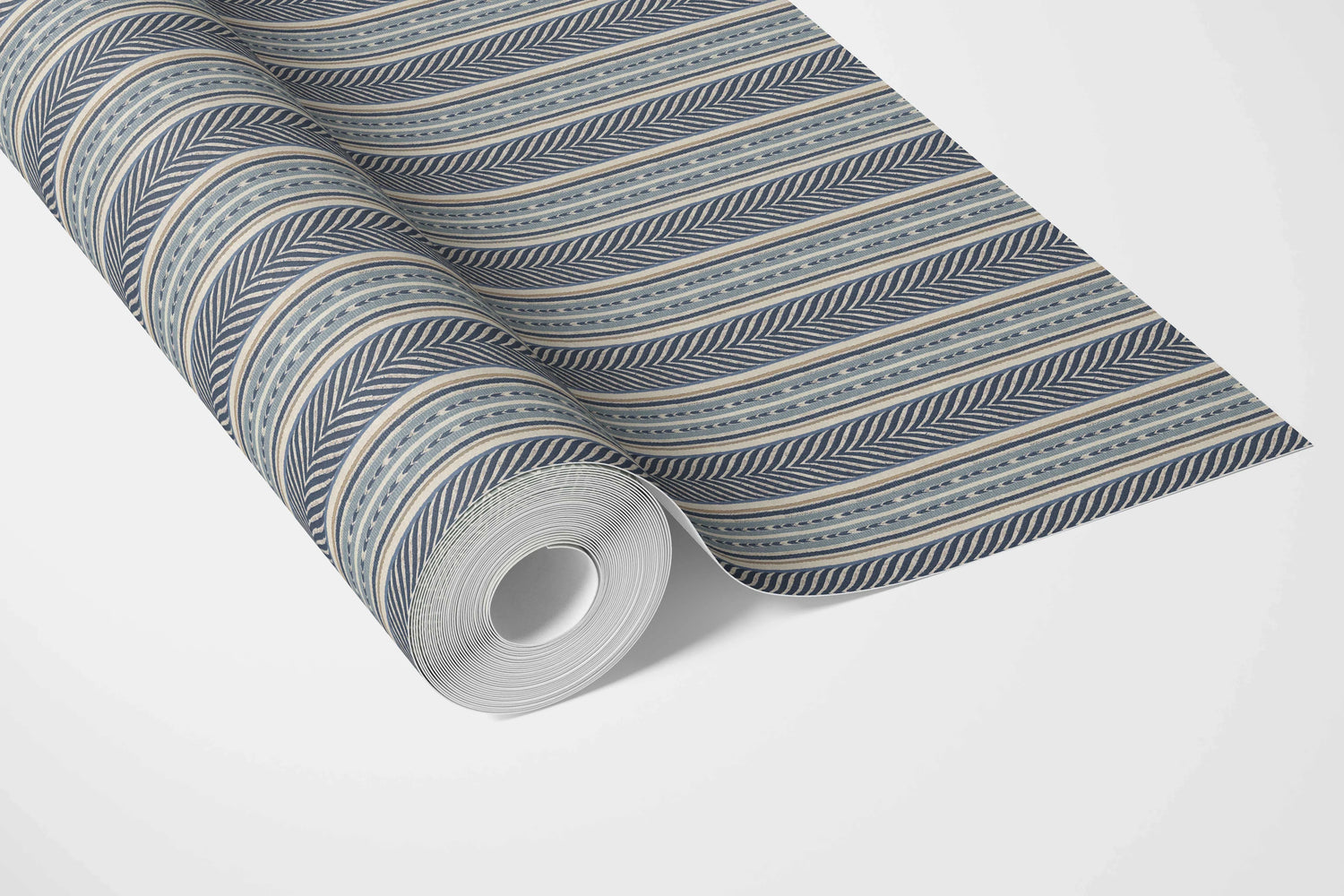Geometric Striped Bathroom Wallpaper (Navy Blue/ Steel Gray)