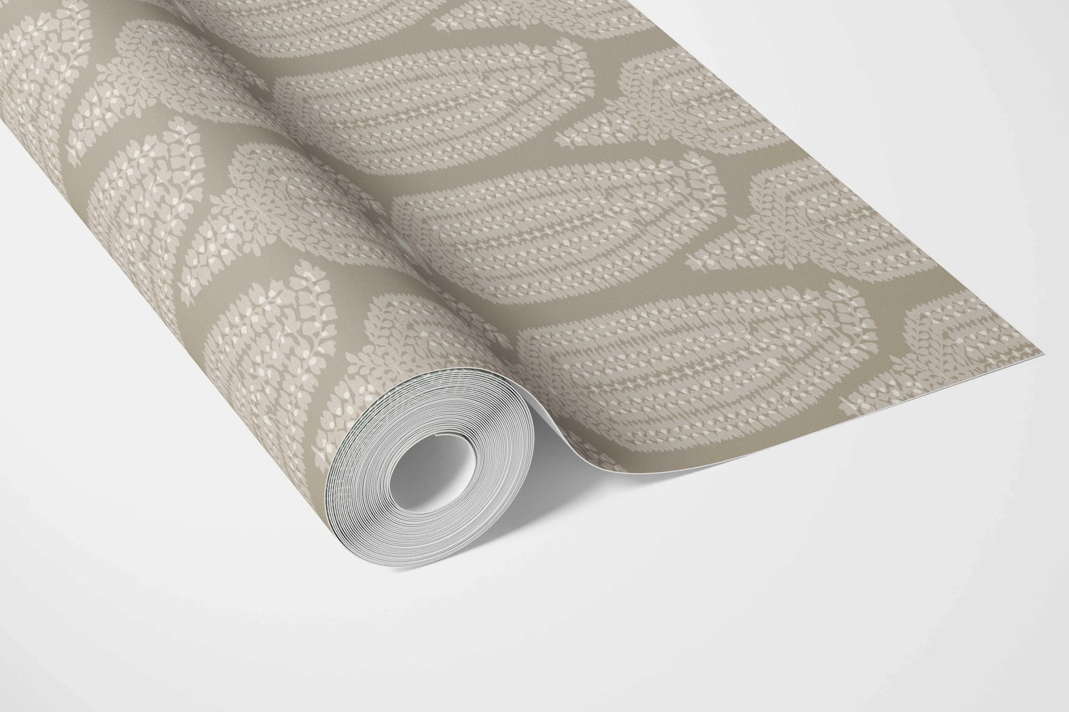 Neutral Paisley Floral Bathroom Wallpaper (Beige/ Taupe/ Warm Gray)