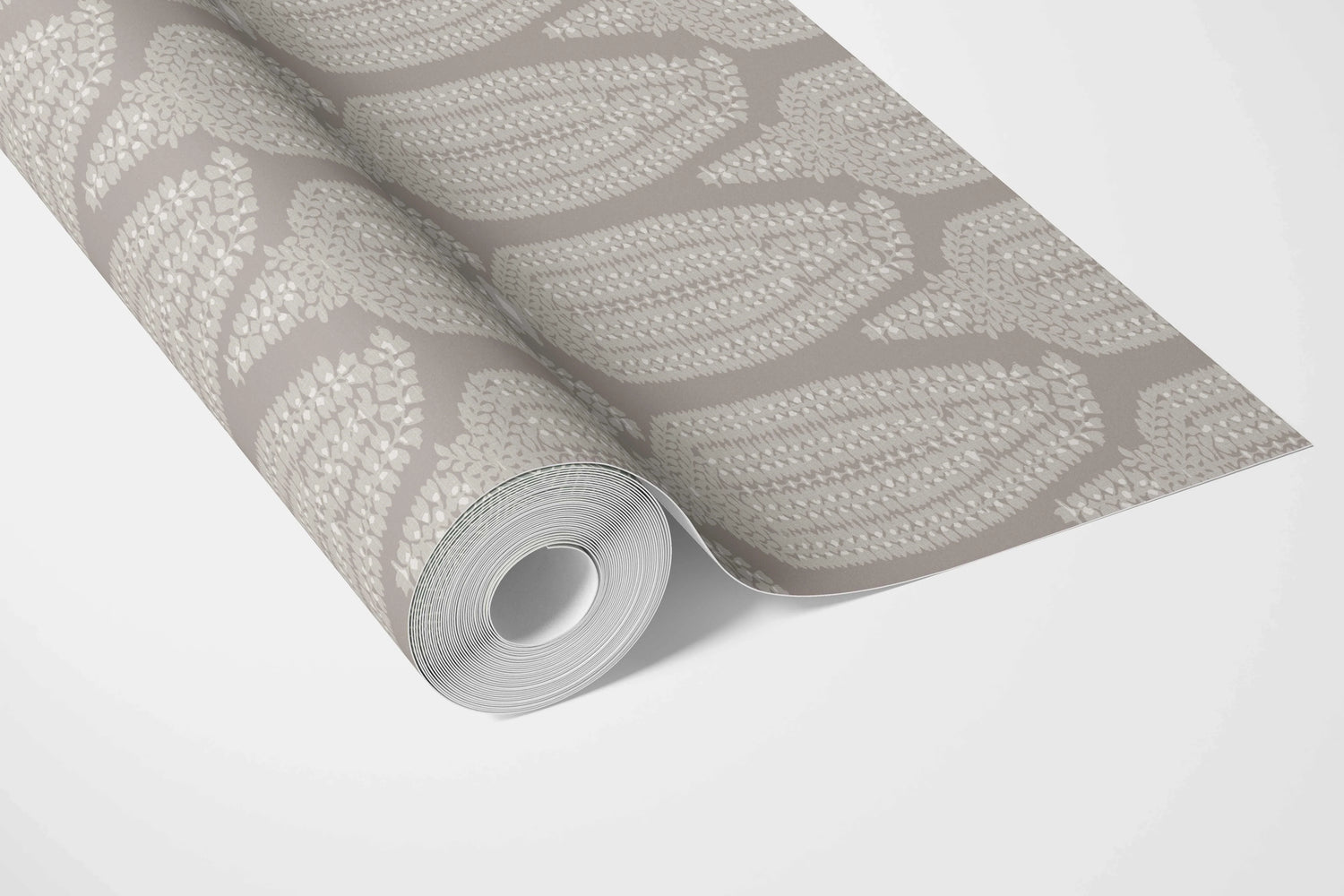 Neutral Paisley Floral Bathroom Wallpaper (Taupe Gray/ Greige)