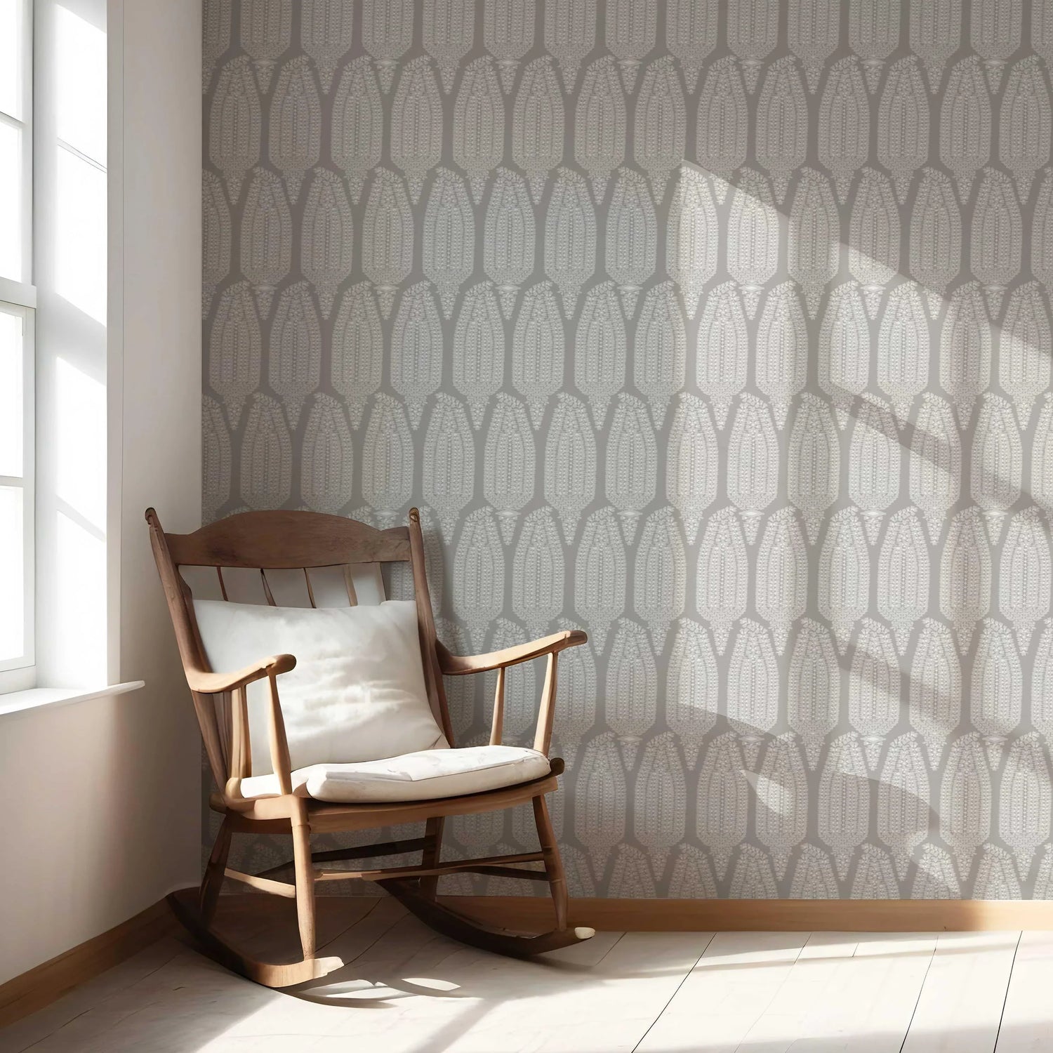 Neutral Paisley Floral Nursery Wallpaper (Gray/ White)