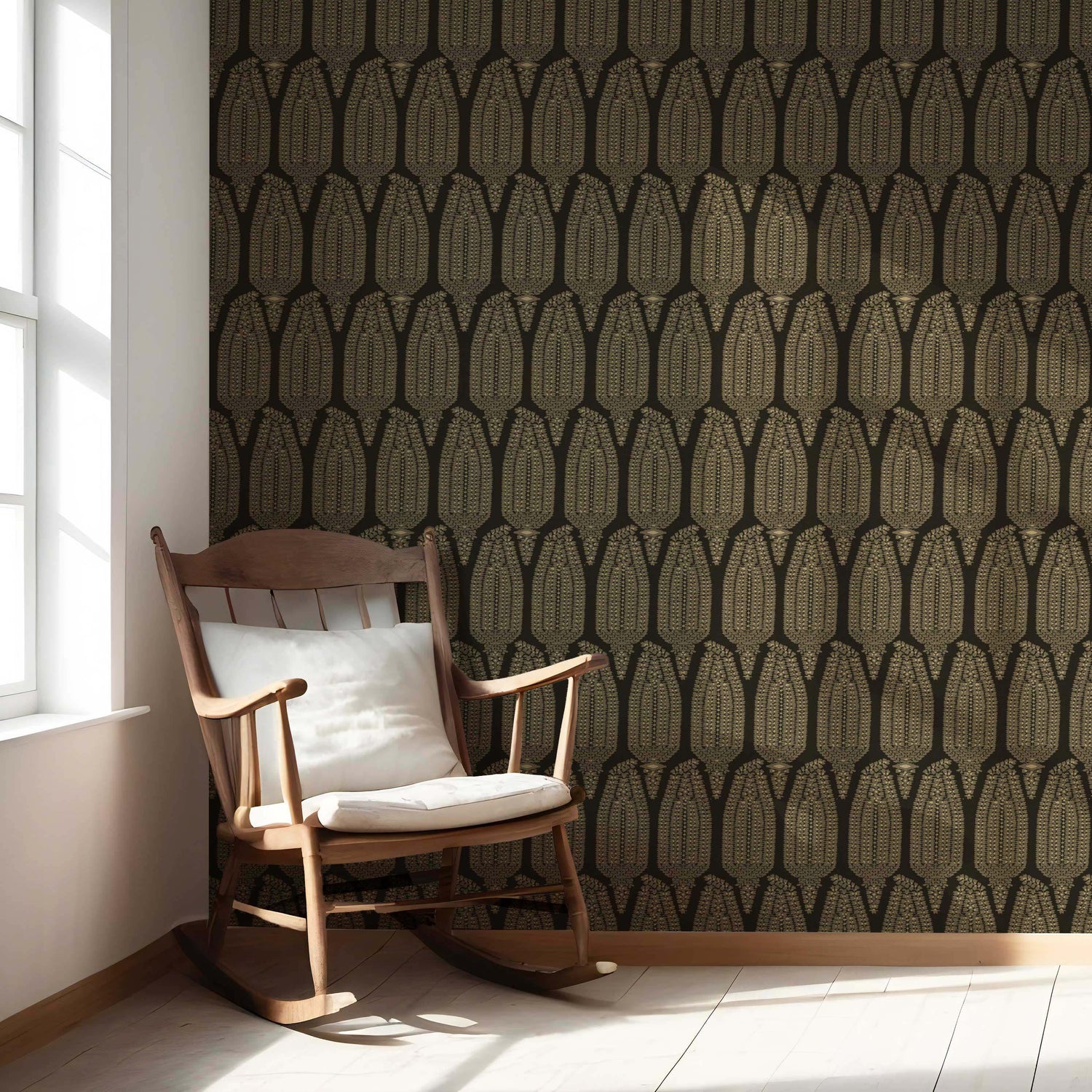Paisley Floral Nursery Wallpaper (Brown/ Olive Green/ Gold)