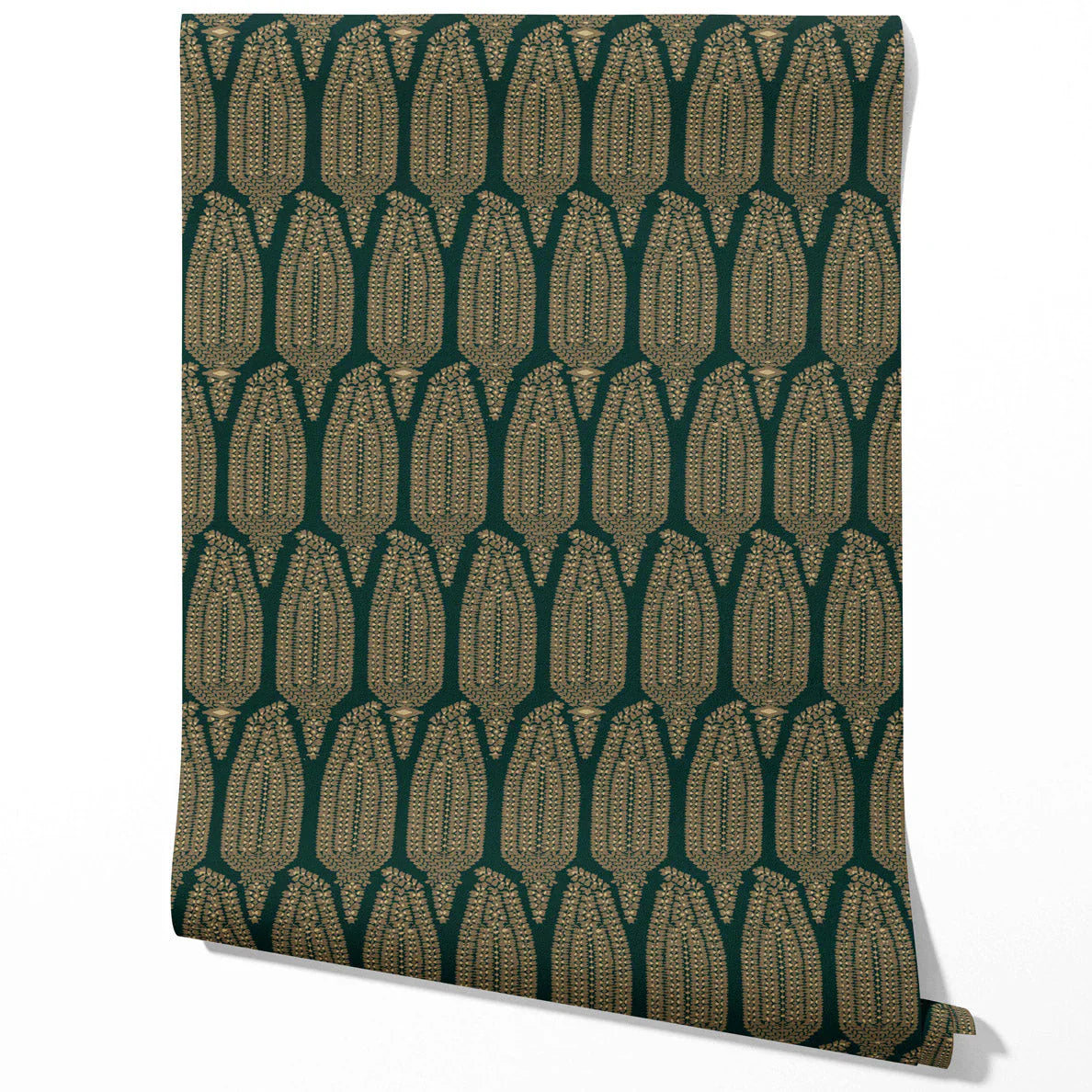 Paisley Floral Kitchen Wallpaper (Emerald Green/ Gold)