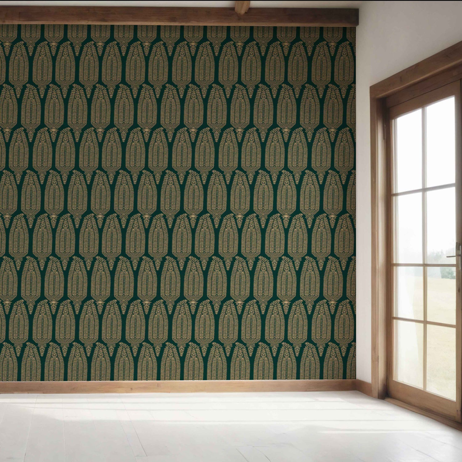 Paisley Floral Bedroom Wallpaper (Emerald Green/ Gold)