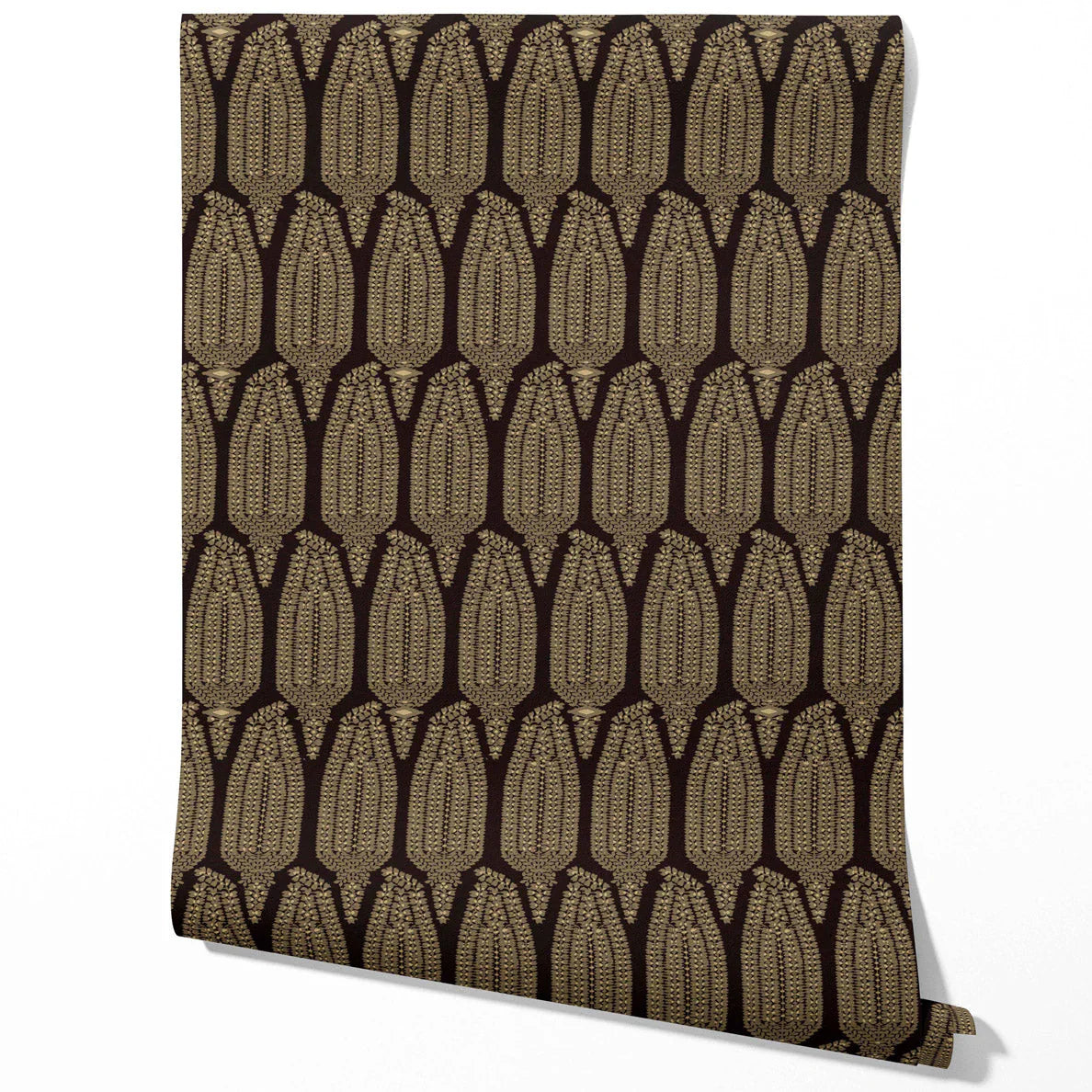 Paisley Floral Kitchen Wallpaper (Coffee Brown/ Gold)