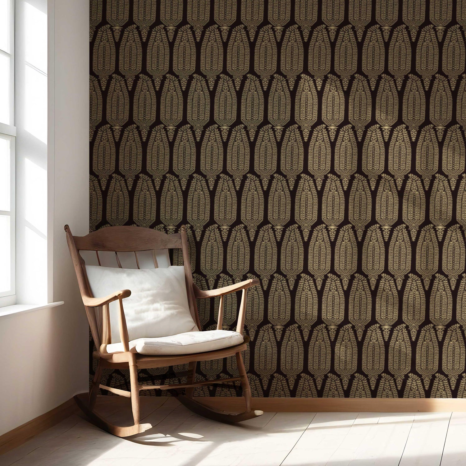 Paisley Floral Nursery Wallpaper (Coffee Brown/ Gold)
