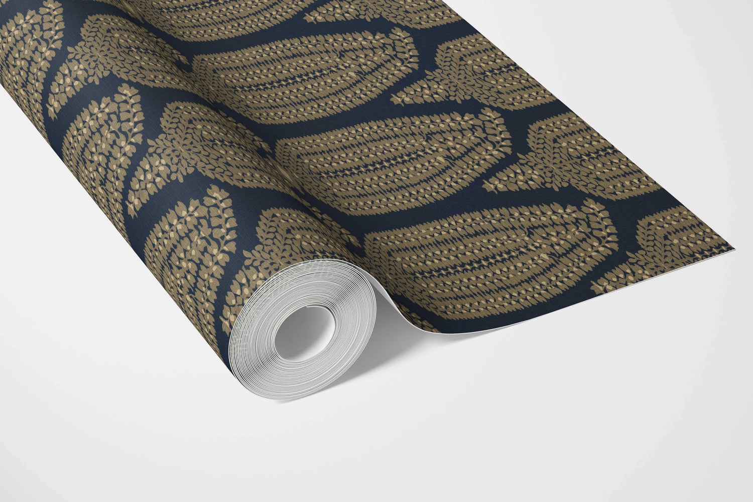 Paisley Floral Bathroom Wallpaper (Charcoal Black/ Brown Beige)