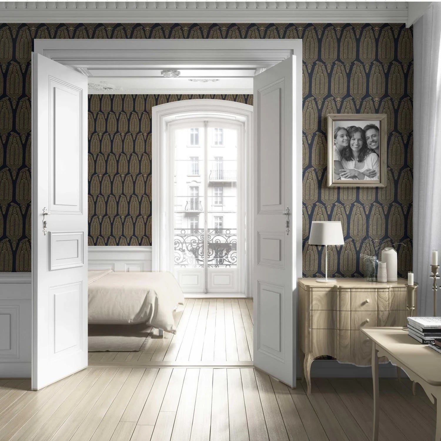 Paisley Floral Living Room Wallpaper (Charcoal Black/ Brown Beige)