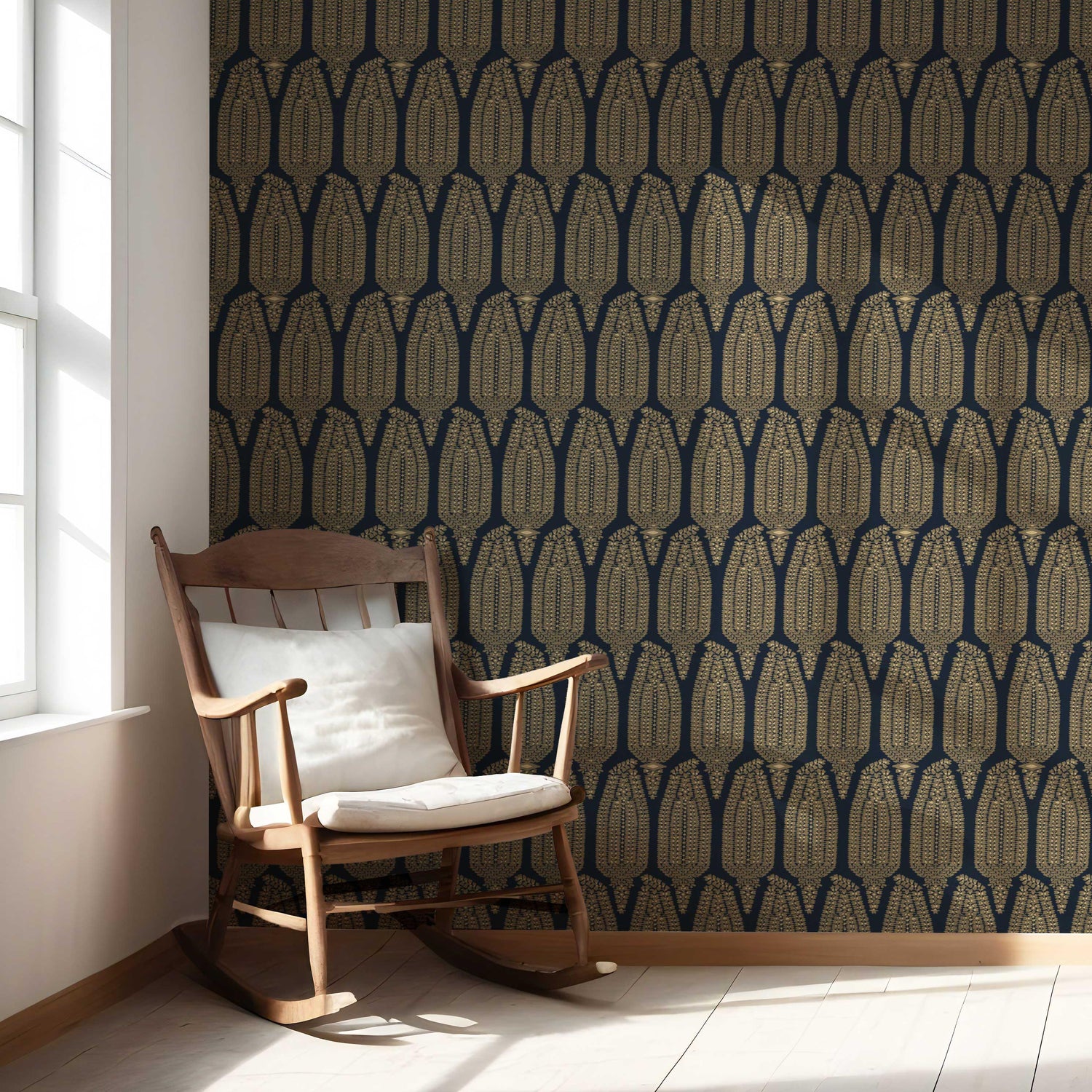 Paisley Floral Nursery Wallpaper (Charcoal Black/ Brown Beige)