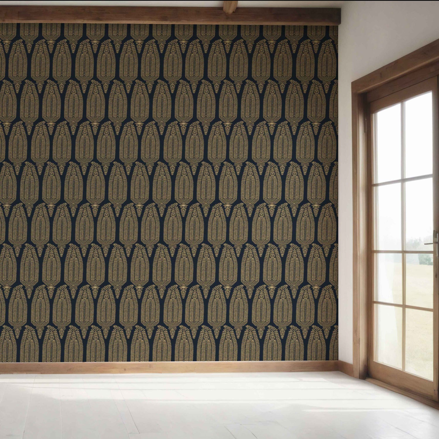 Paisley Floral Bedroom Wallpaper (Charcoal Black/ Brown Beige)