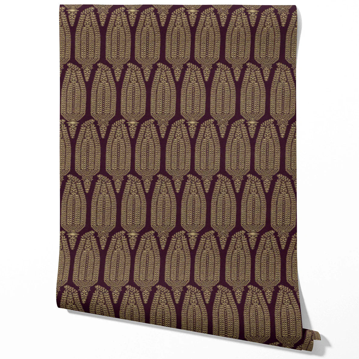 Paisley Floral Kitchen Wallpaper (Deep Purple/ Burgundy/ Gold)
