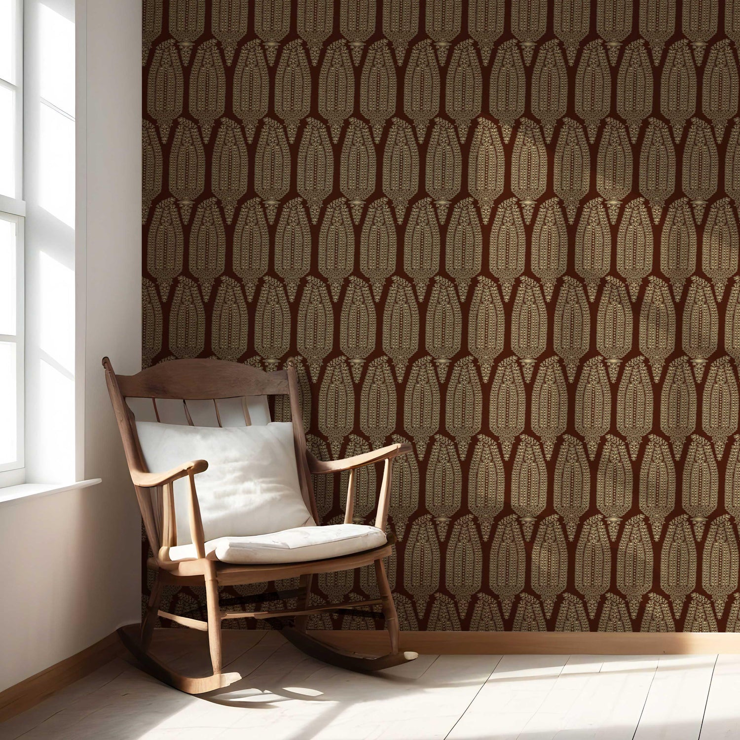 Paisley Floral Nursery Wallpaper (Deep Brown/ Gold)