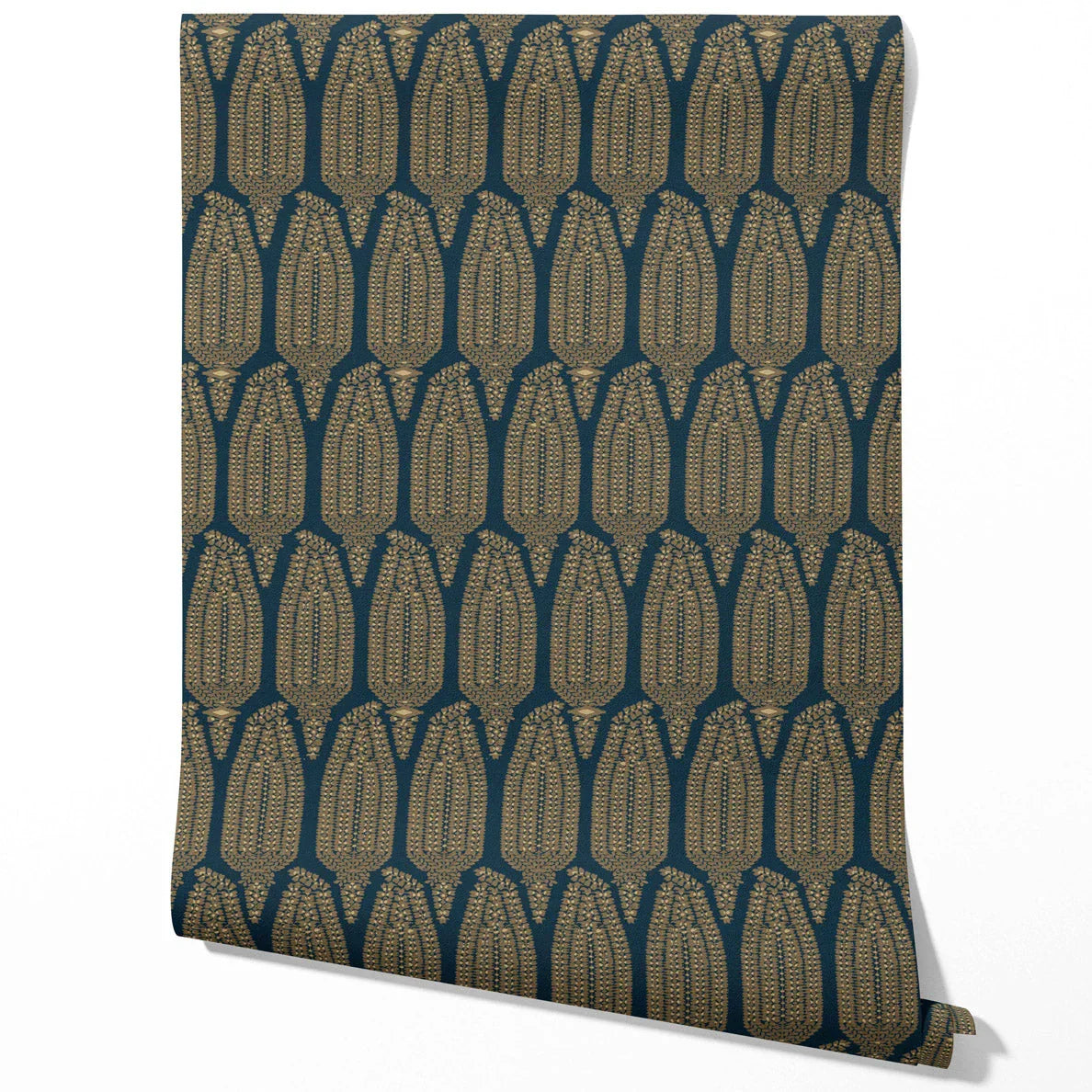 Paisley Floral Kitchen Wallpaper (Teal Blue/ Gold)