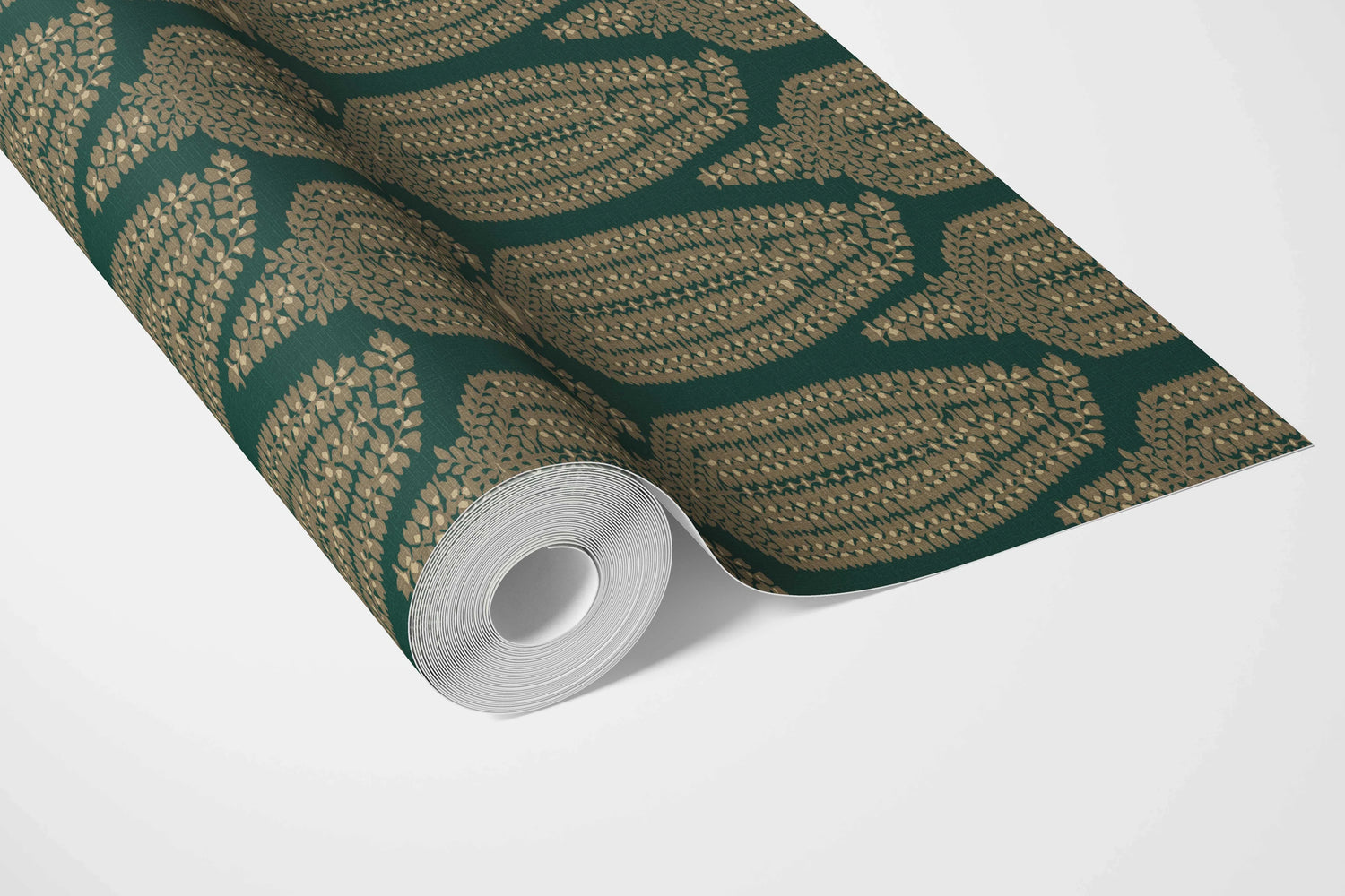 Paisley Floral Bathroom Wallpaper (Green/ Gold)