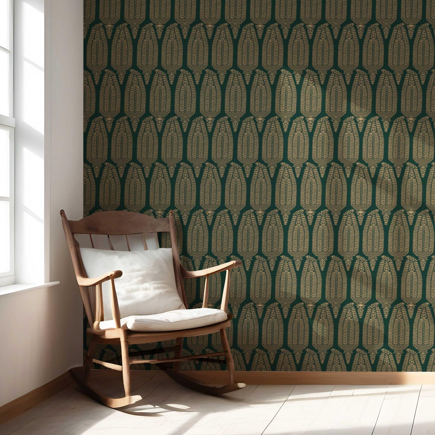 Paisley Floral Nursery Wallpaper (Green/ Gold)