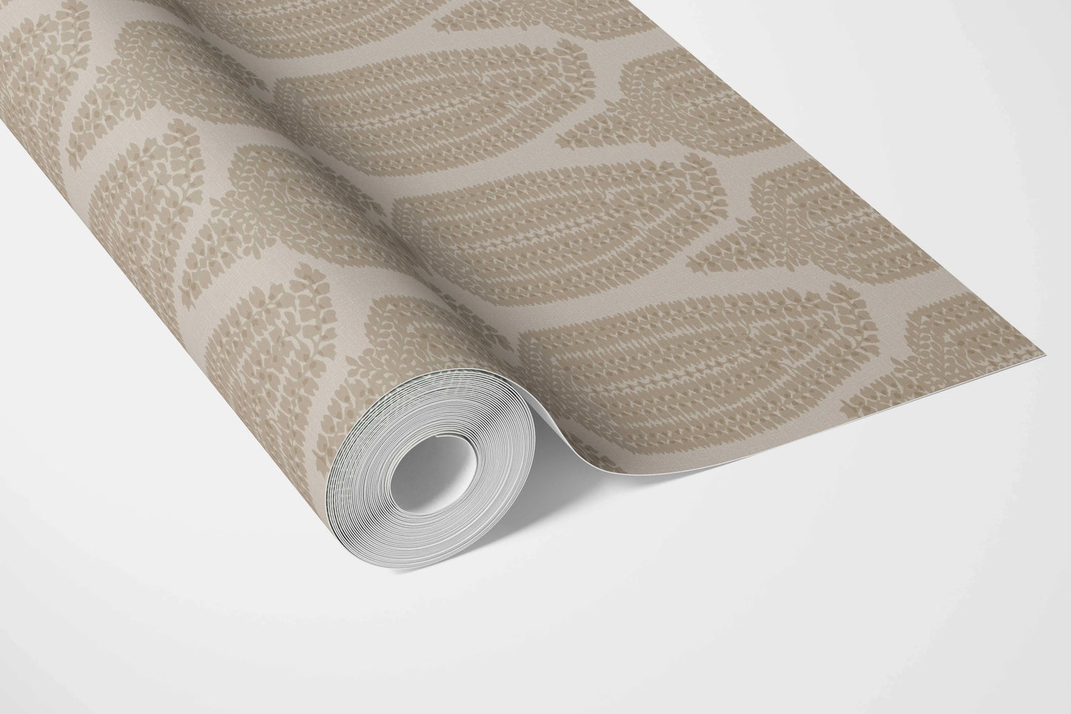 Neutral Paisley Floral Bathroom Wallpaper (Beige/ Warm Gray/ Taupe)