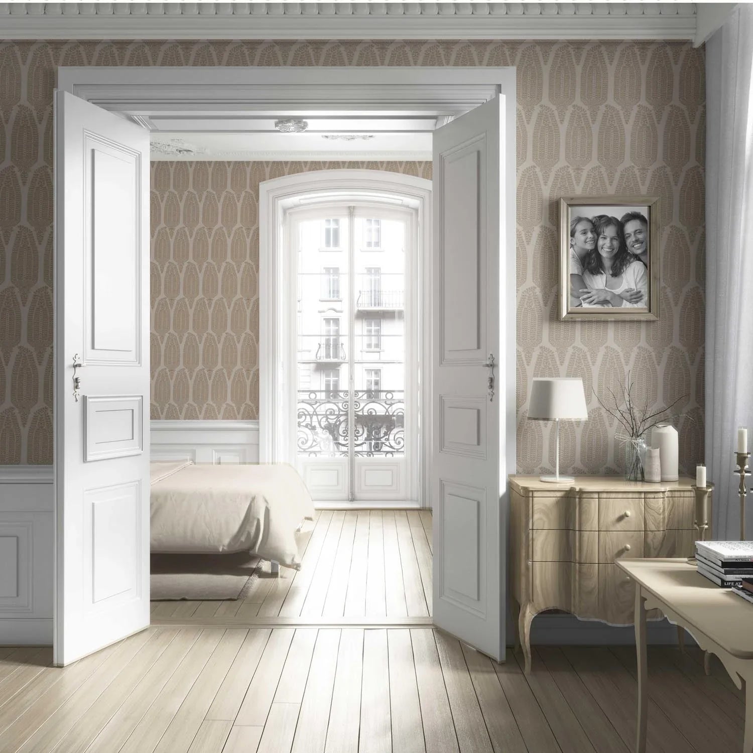 Neutral Paisley Floral Living Room Wallpaper (Beige/ Warm Gray/ Taupe)