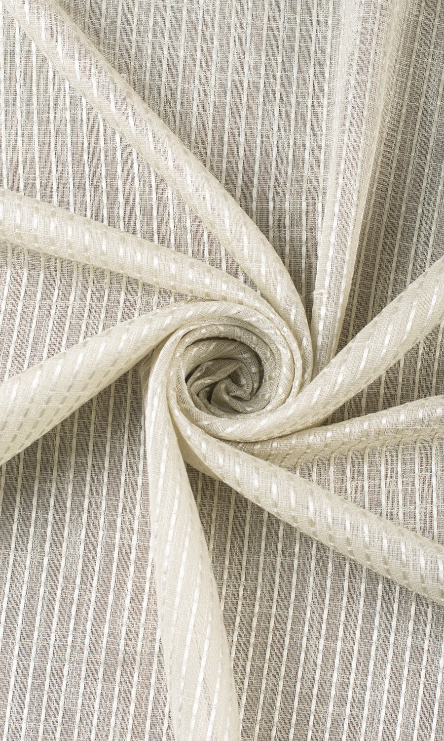 Striped Embroidery Sheer Home Textile Fabric Material Sample (Pale Beige)