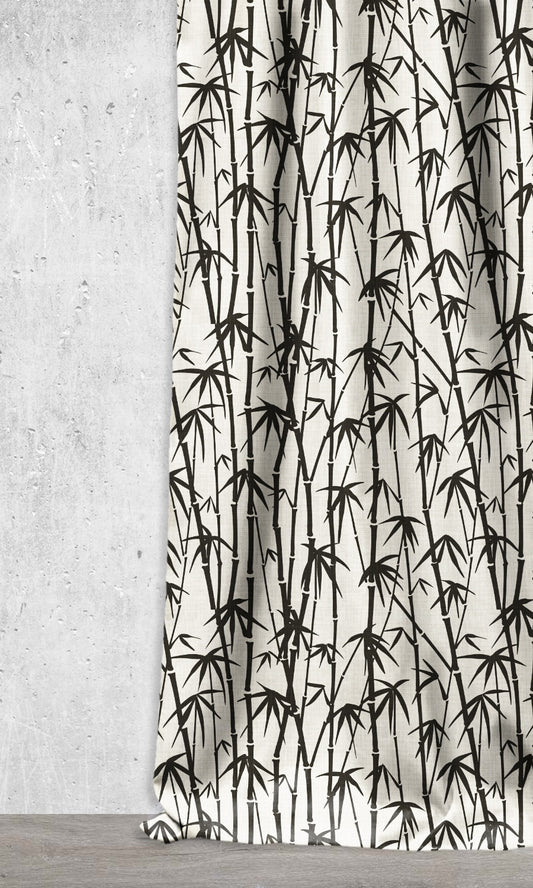 Botanical Printed Home Décor Fabric By the Metre (Black/ Milky White)