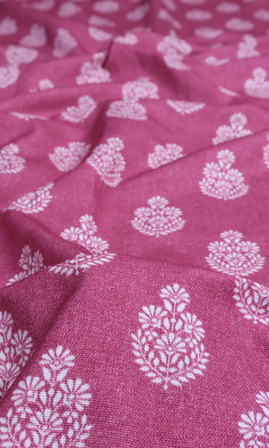 Floral Cotton Fabric Material By the Metre (Magenta Pink)
