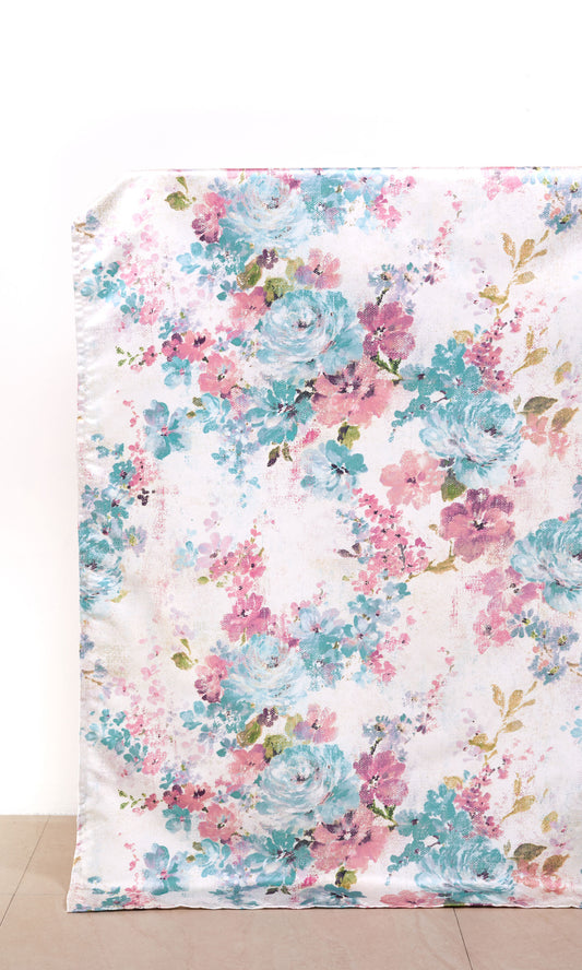Floral Home Décor Fabric Sample (Pink/ Blue/ White)